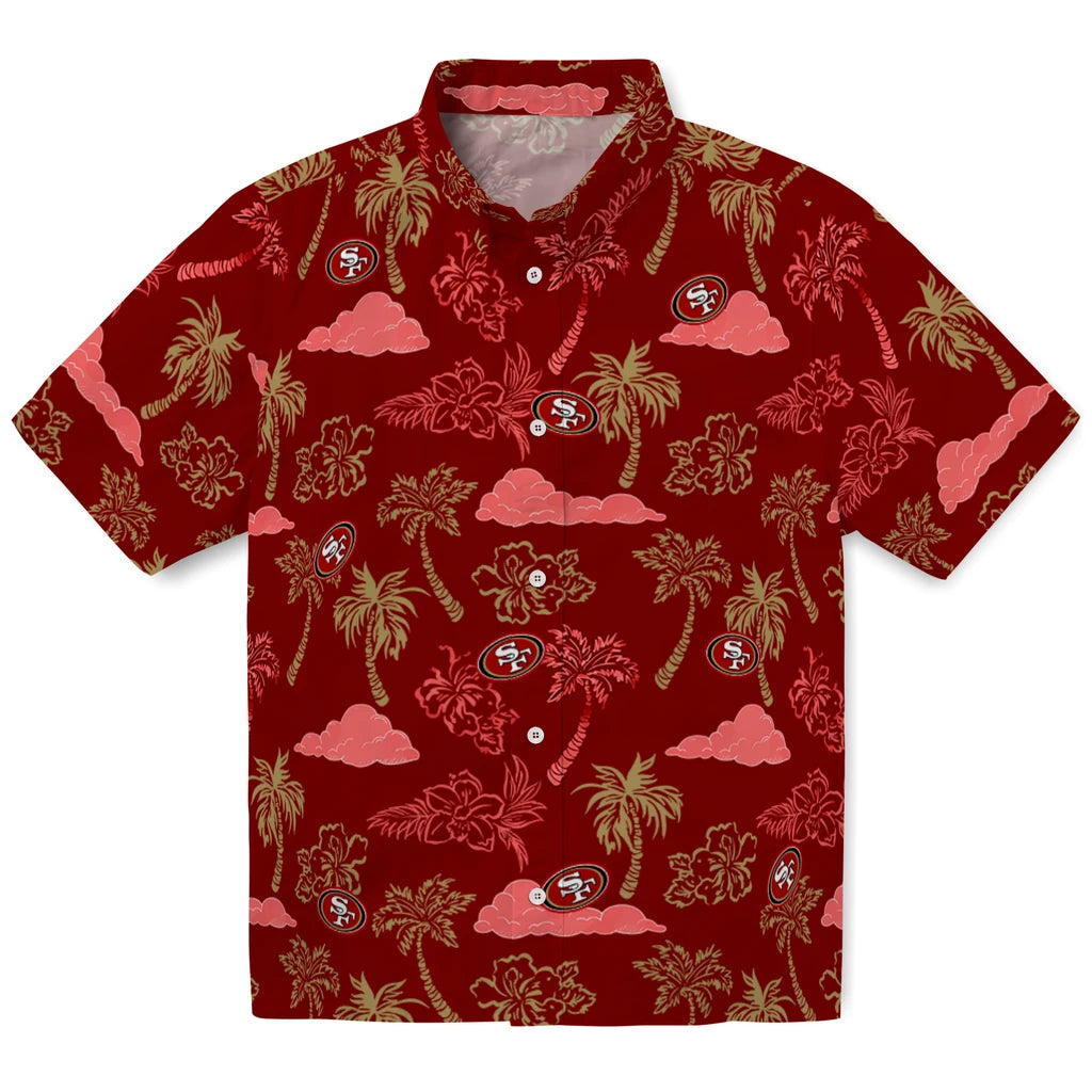 San Francisco 49ers Hawaiian Shirt - Palm And Clouds | Hula Hawaiian Shirts