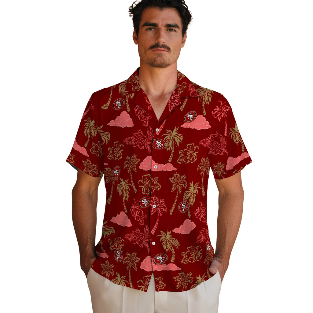 San Francisco 49ers Hawaiian Shirt - Palm And Clouds | Hula Hawaiian Shirts