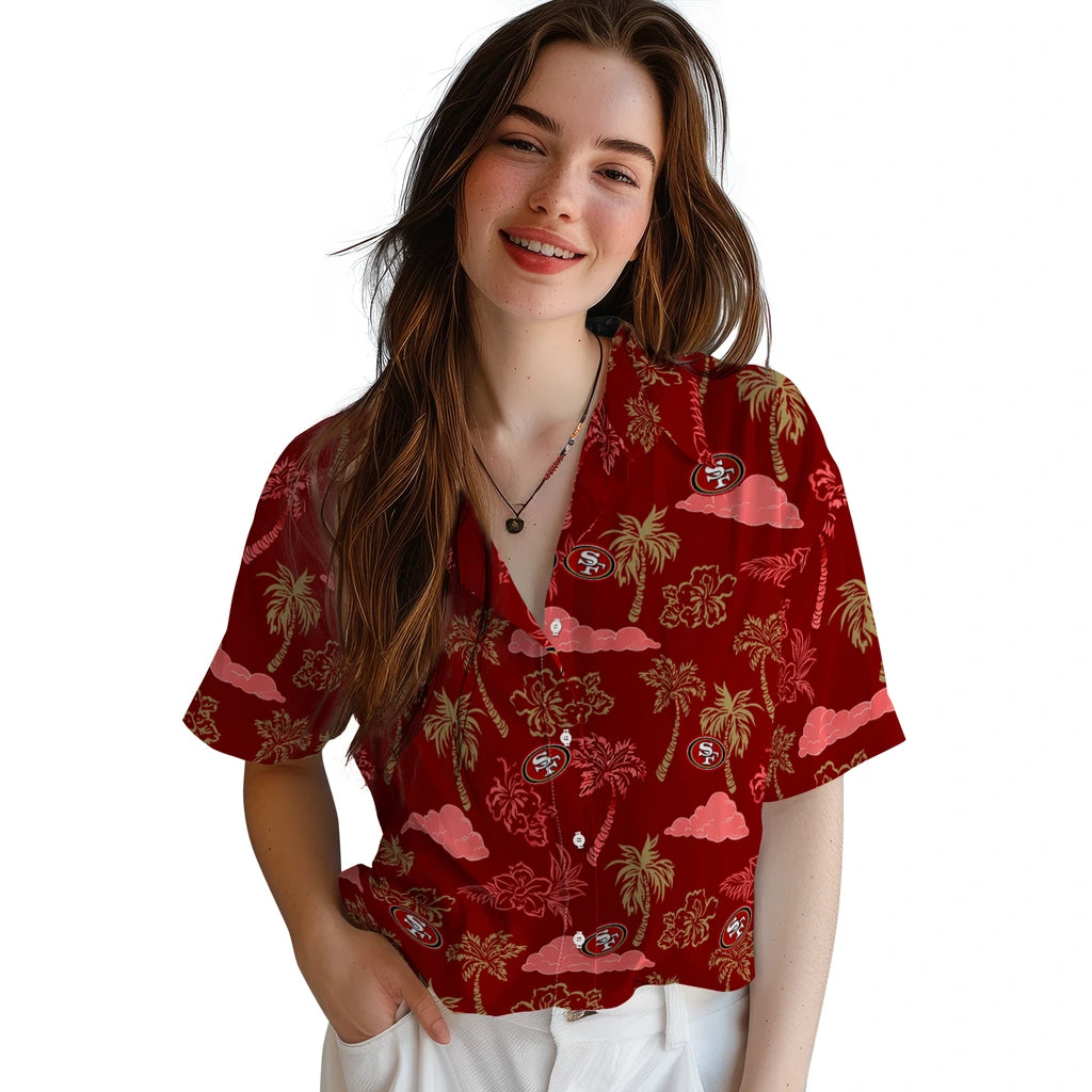 San Francisco 49ers Hawaiian Shirt - Palm And Clouds | Hula Hawaiian Shirts