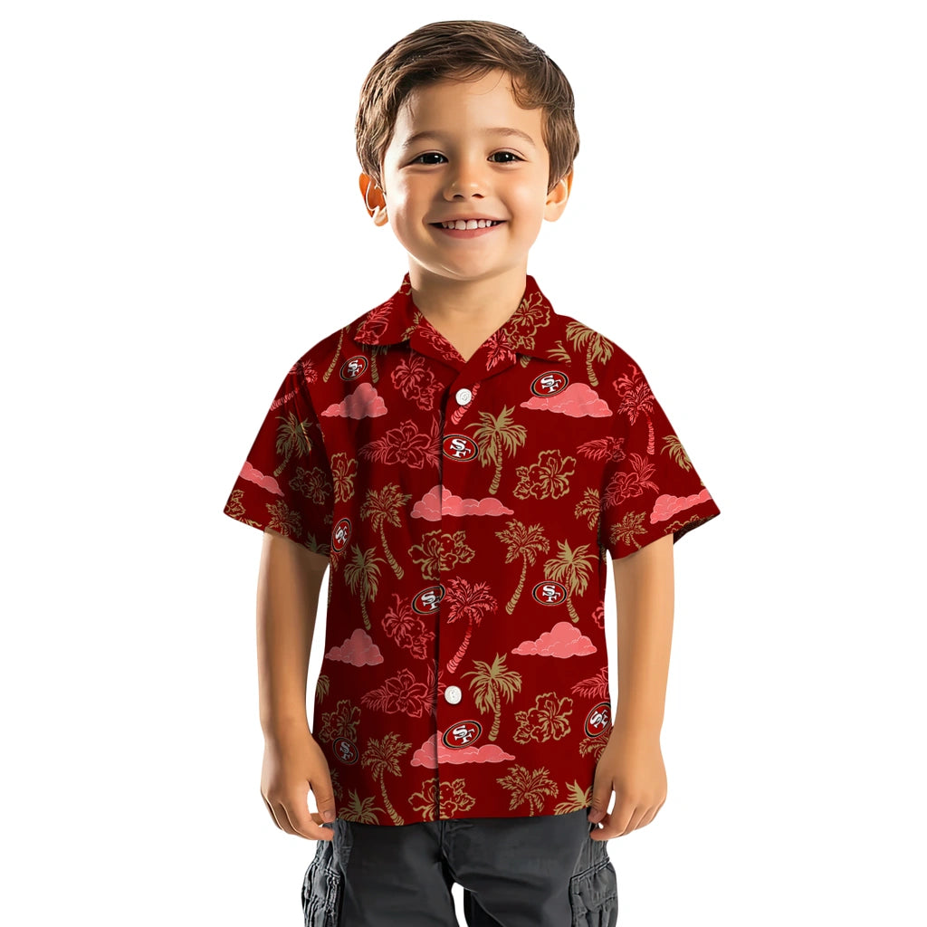 San Francisco 49ers Hawaiian Shirt - Palm And Clouds | Hula Hawaiian Shirts