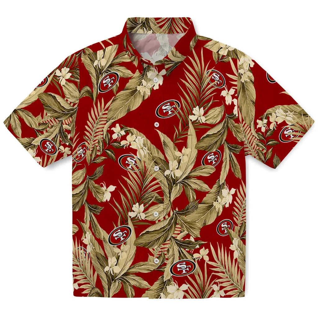 San Francisco 49ers Hawaiian Shirt - Palm Leaves | Hula Hawaiian Shirts