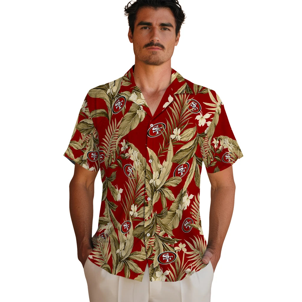 San Francisco 49ers Hawaiian Shirt - Palm Leaves | Hula Hawaiian Shirts