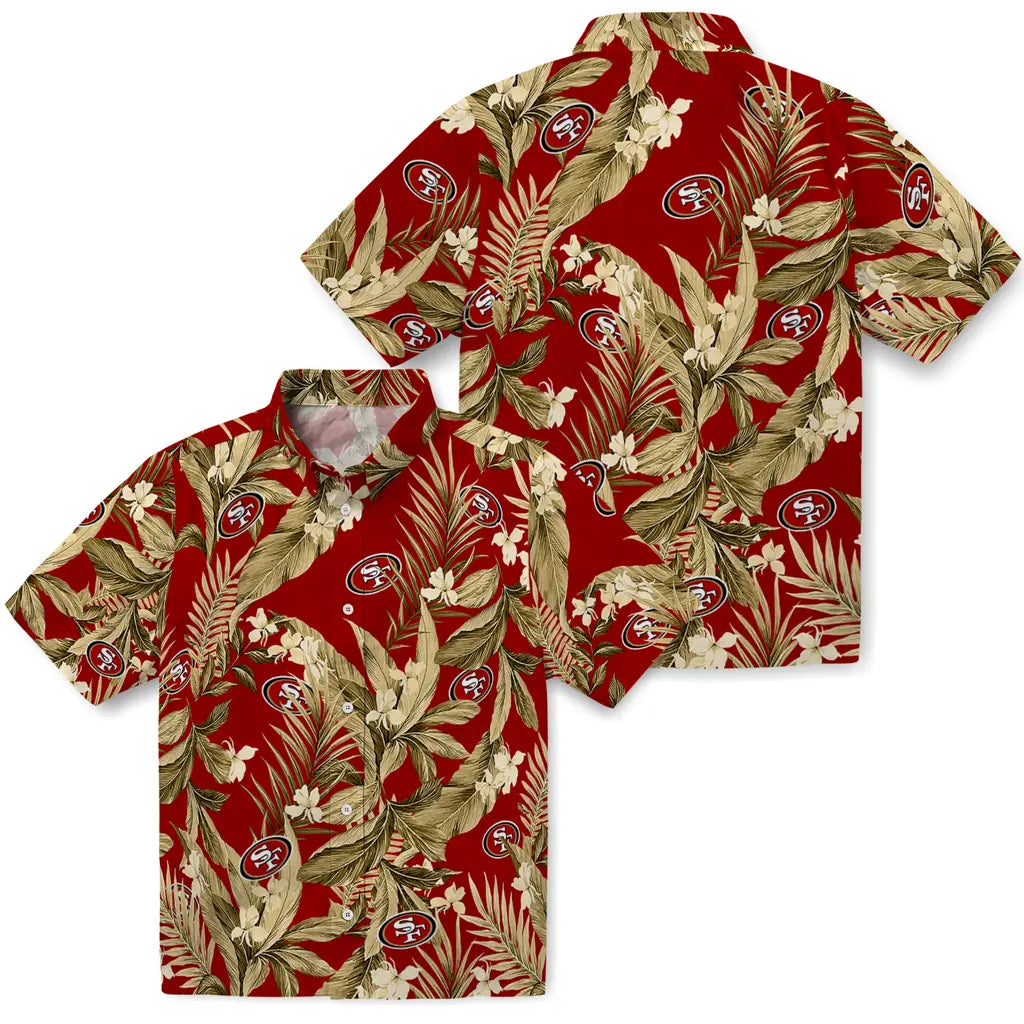 San Francisco 49ers Hawaiian Shirt - Palm Leaves | Hula Hawaiian Shirts