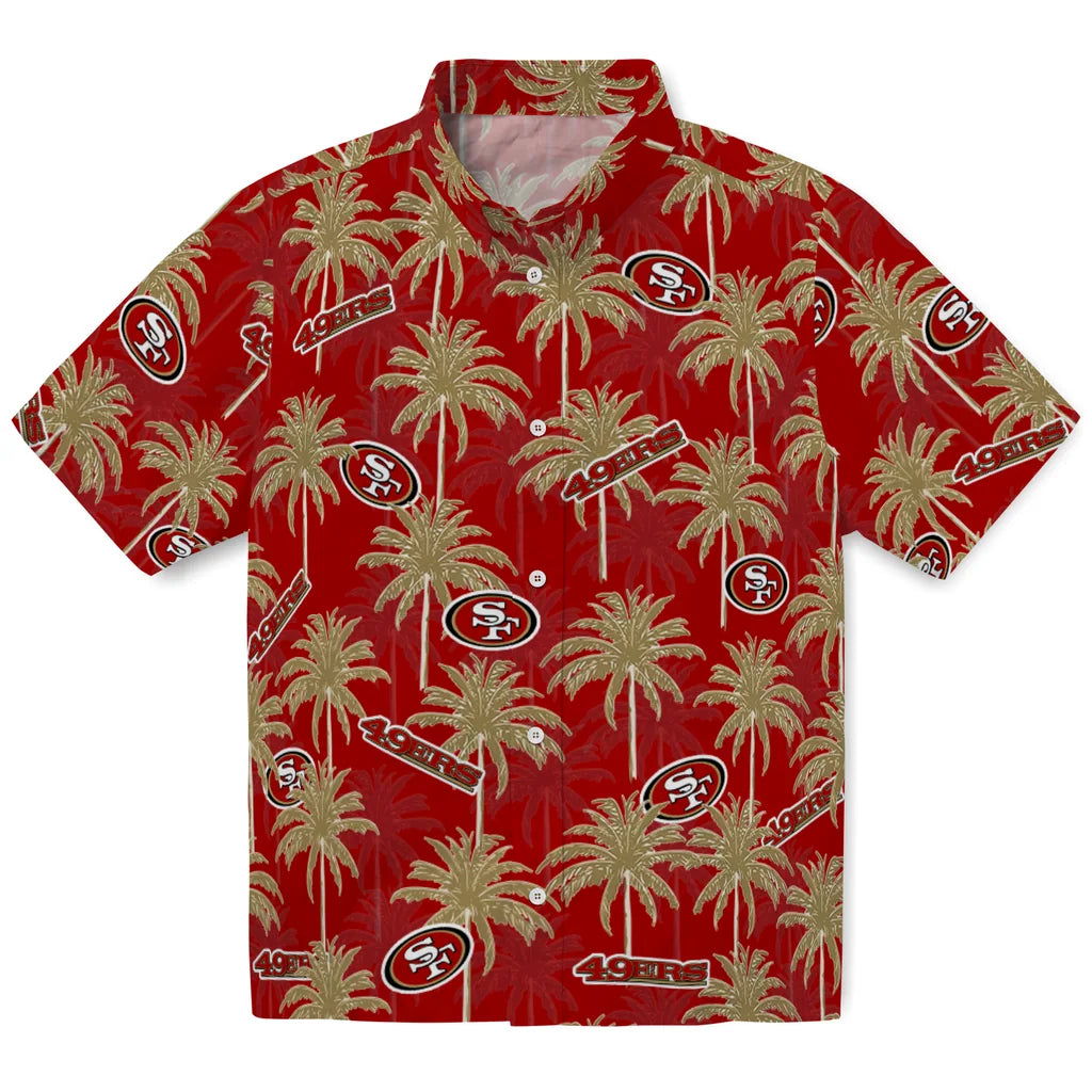 San Francisco 49ers Hawaiian Shirt - Palm Tree Motif | Hula Hawaiian Shirts