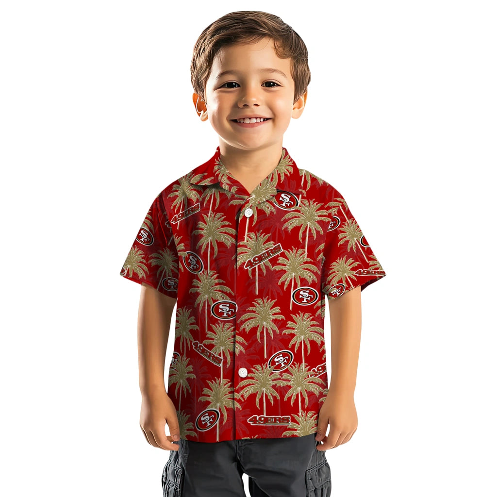 San Francisco 49ers Hawaiian Shirt - Palm Tree Motif | Hula Hawaiian Shirts