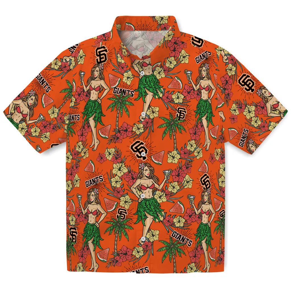 San Francisco Giants Hawaiian Shirt - Hawaiian Girls Design | Hula Hawaiian Shirts