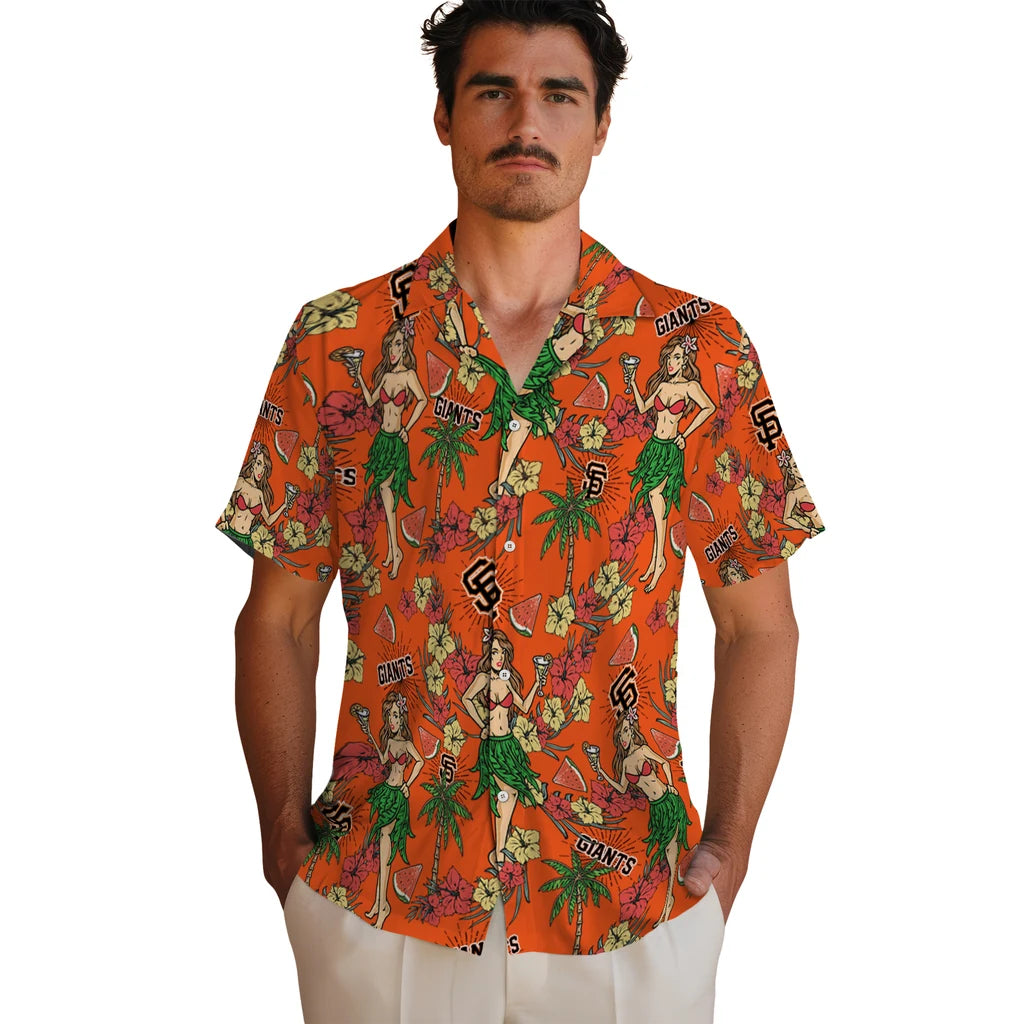 San Francisco Giants Hawaiian Shirt - Hawaiian Girls Design | Hula Hawaiian Shirts