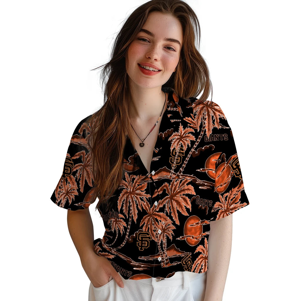 San Francisco Giants Hawaiian Shirt - Palm Sunset | Hula Hawaiian Shirts
