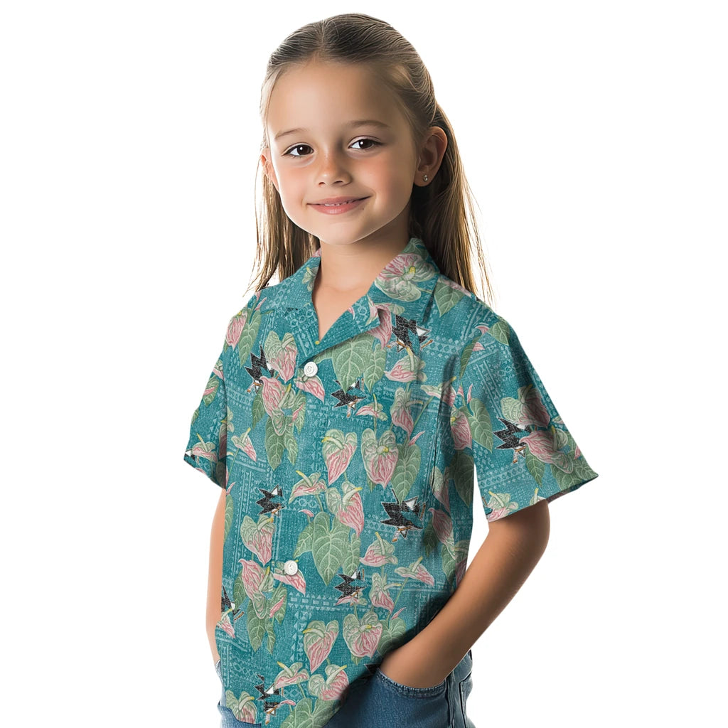 San Jose Sharks Hawaiian Shirt - Anthurium Overlay | Hula Hawaiian Shirts