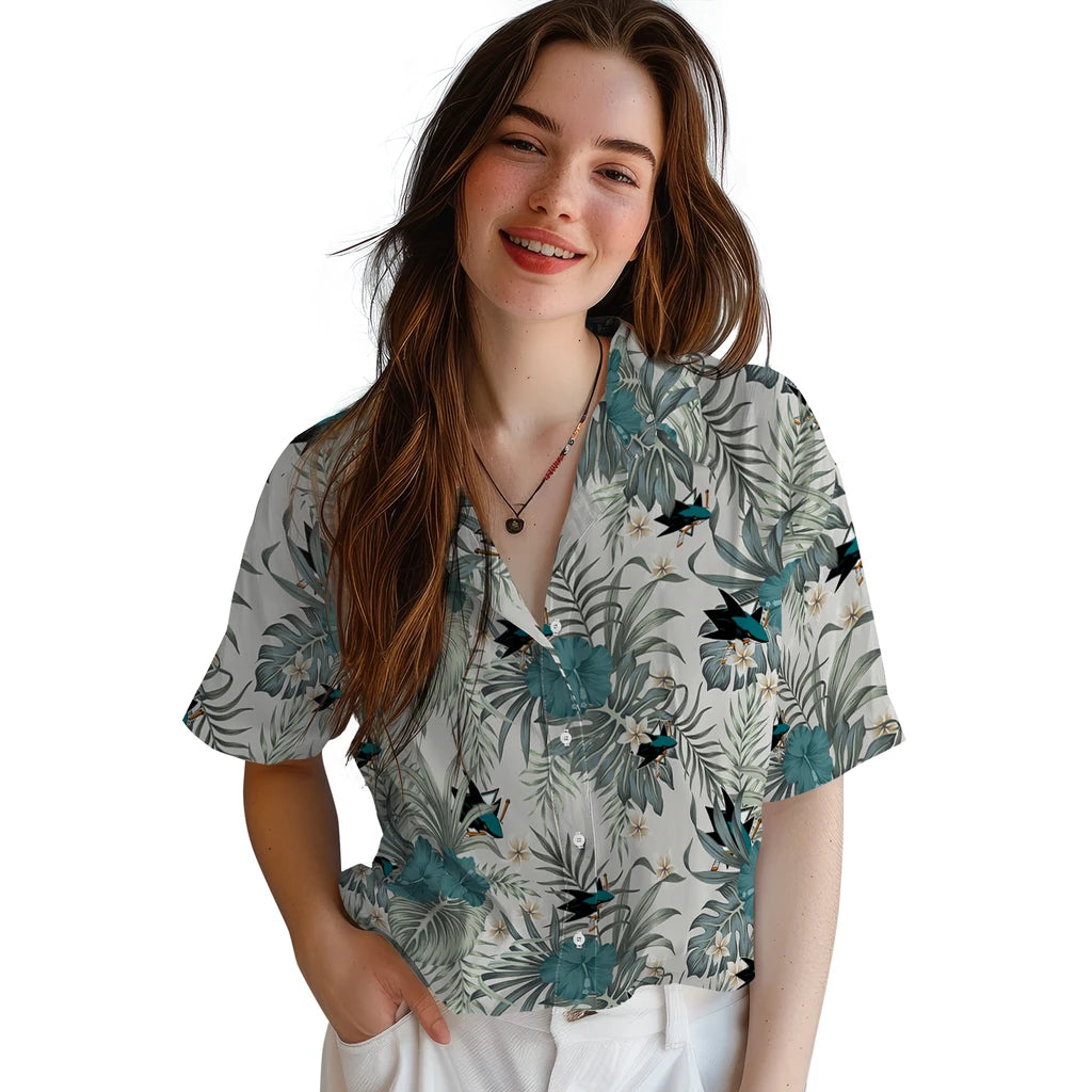 San Jose Sharks Hawaiian Shirt - Hibiscus Designs | Hula Hawaiian Shirts