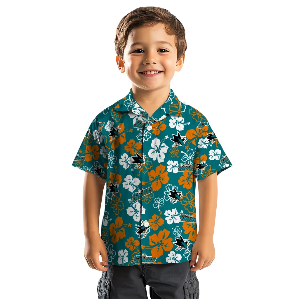 San Jose Sharks Hawaiian Shirt - Hibiscus Flower Design | Hula Hawaiian Shirts