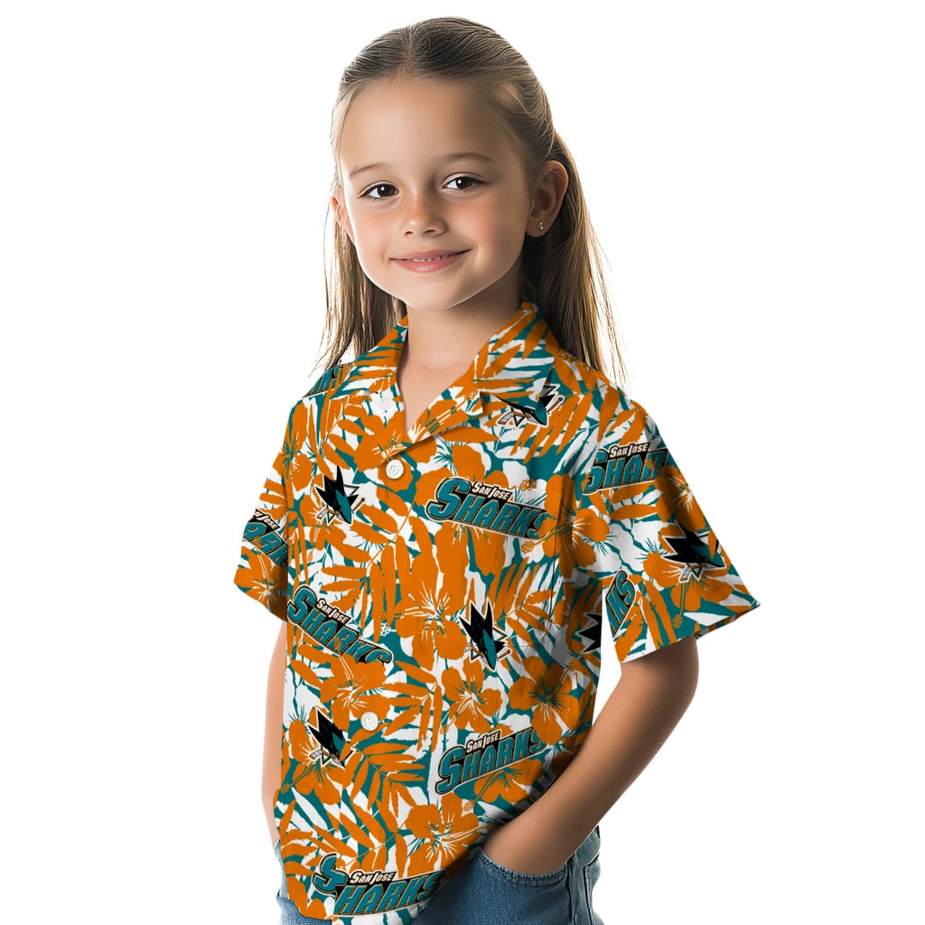 San Jose Sharks Hawaiian Shirt - Hibiscus Overlay | Hula Hawaiian Shirts