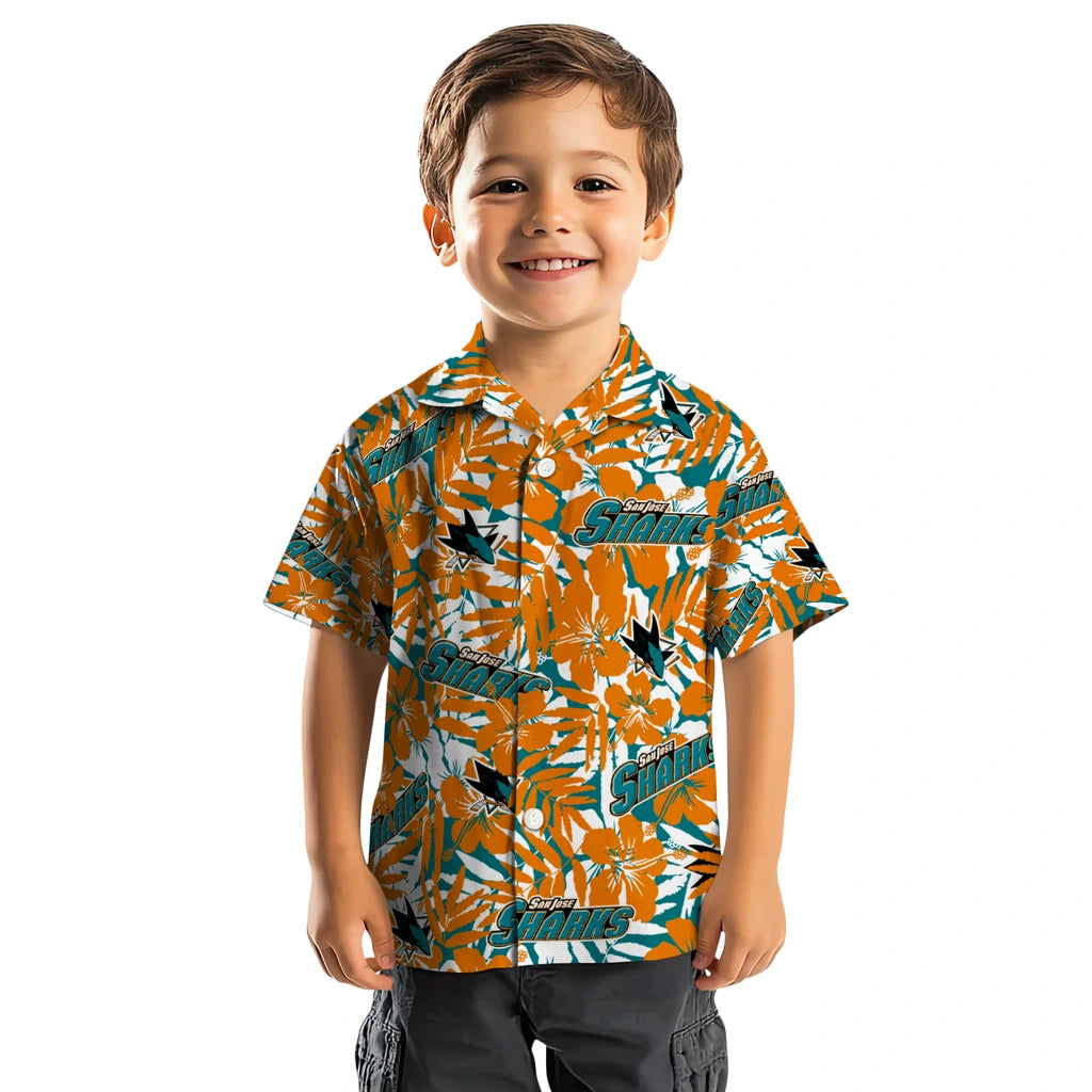 San Jose Sharks Hawaiian Shirt - Hibiscus Overlay | Hula Hawaiian Shirts