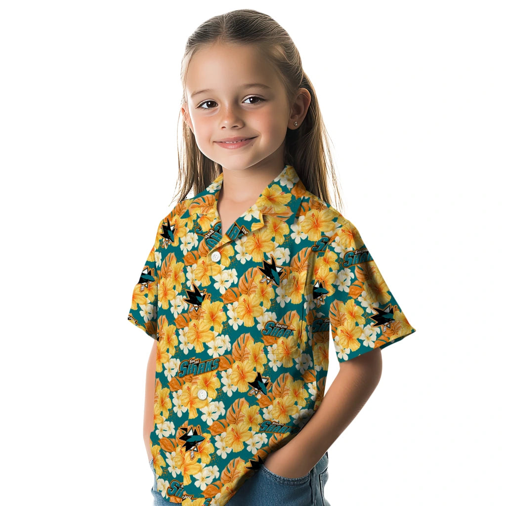 San Jose Sharks Hawaiian Shirt - Hibiscus Tropics | Hula Hawaiian Shirts