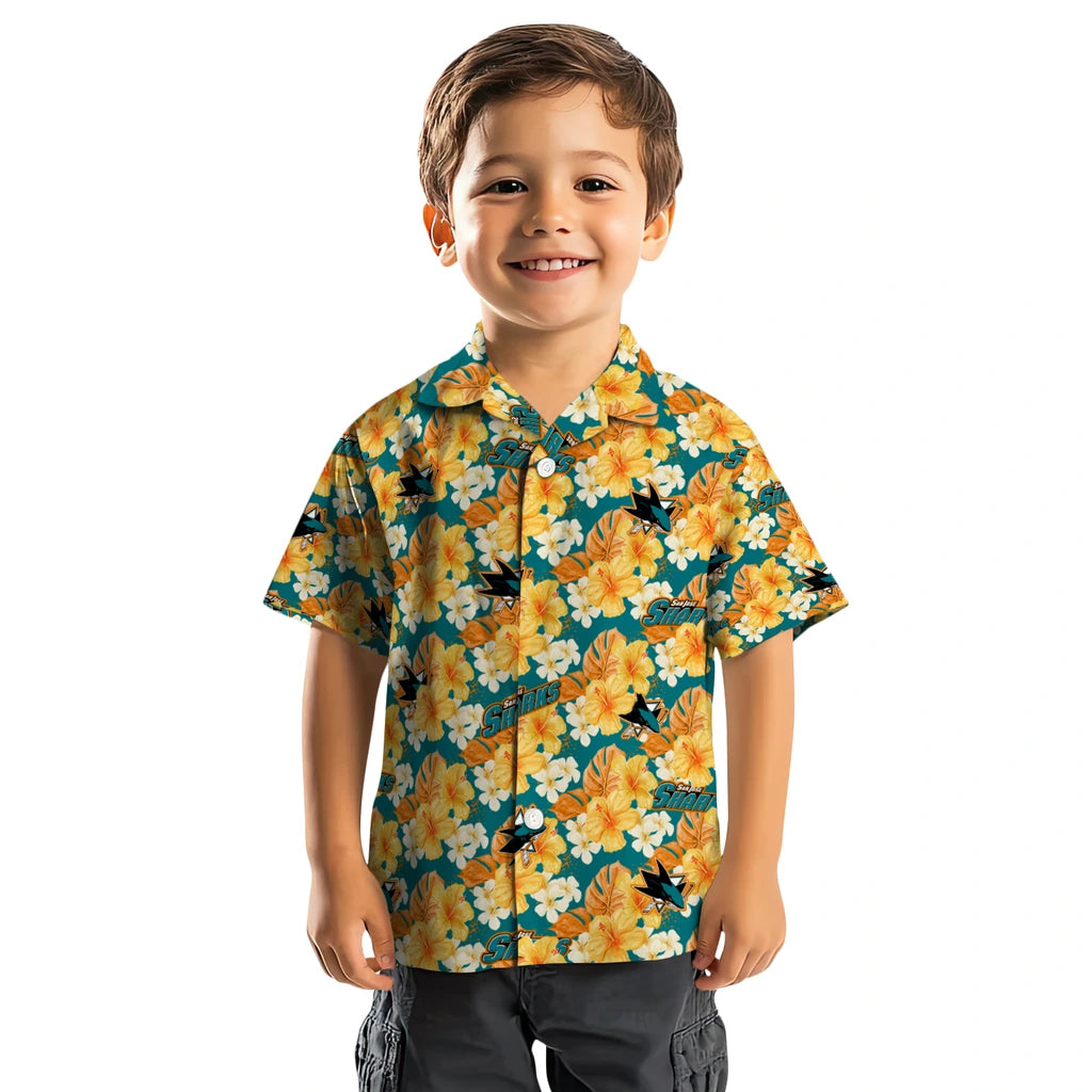 San Jose Sharks Hawaiian Shirt - Hibiscus Tropics | Hula Hawaiian Shirts