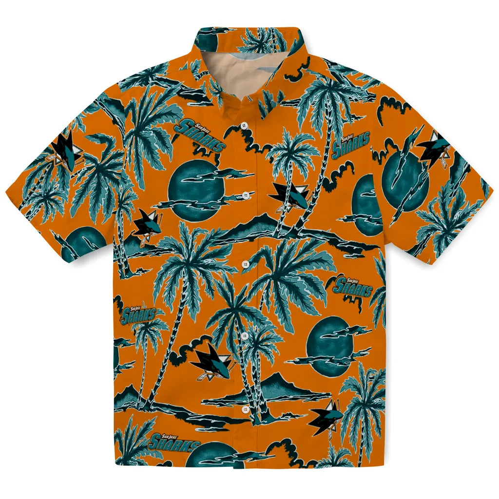 San Jose Sharks Hawaiian Shirt - Palm Sunset | Hula Hawaiian Shirts