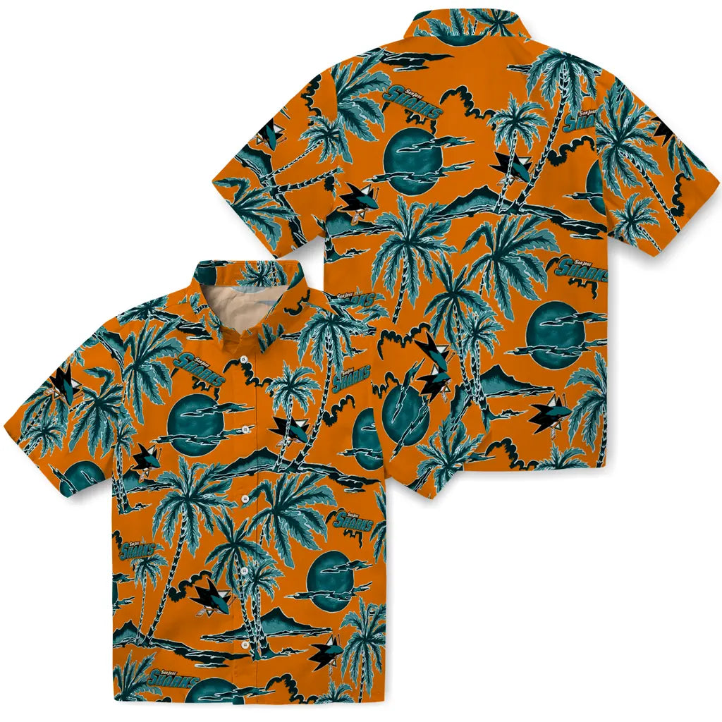 San Jose Sharks Hawaiian Shirt - Palm Sunset | Hula Hawaiian Shirts