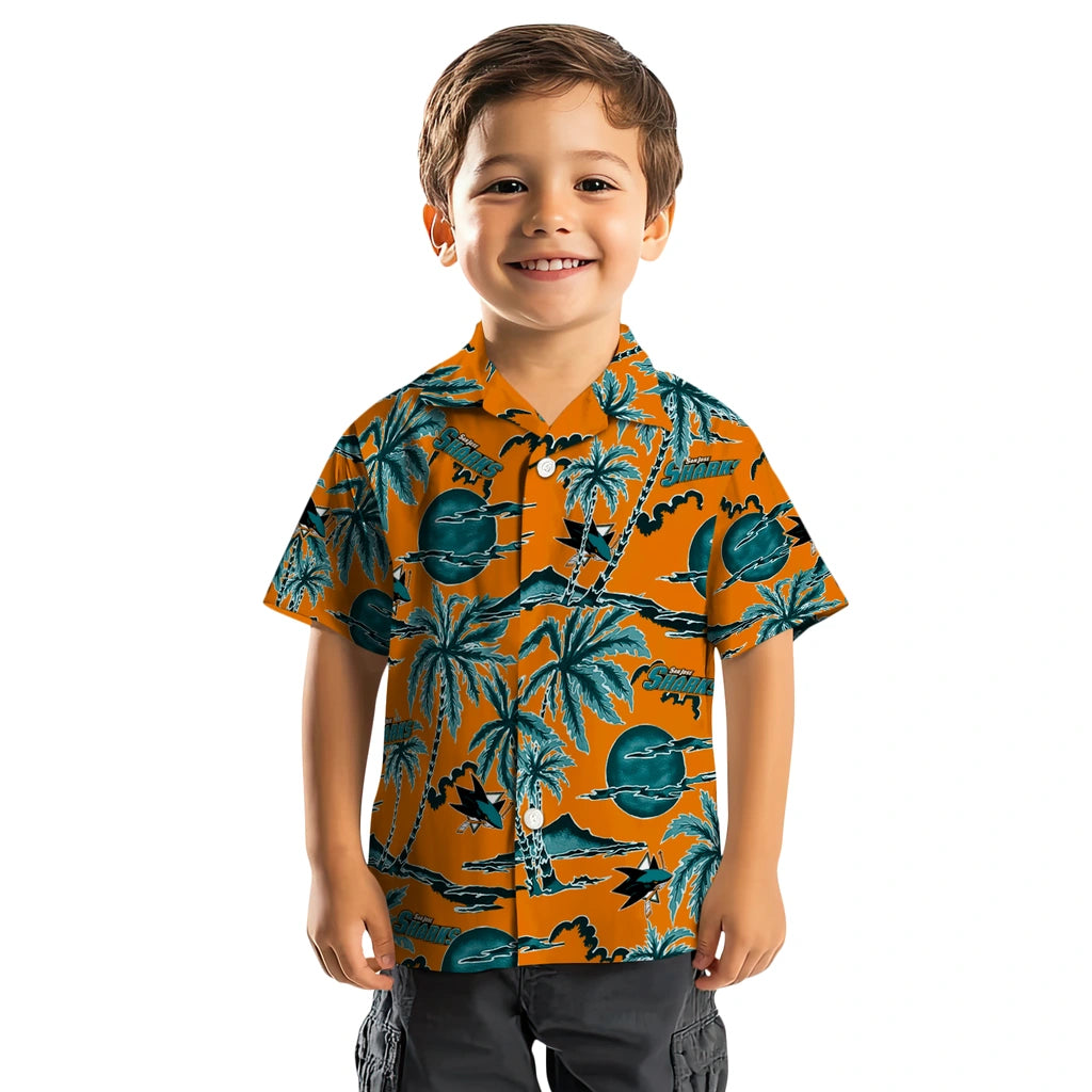 San Jose Sharks Hawaiian Shirt - Palm Sunset | Hula Hawaiian Shirts