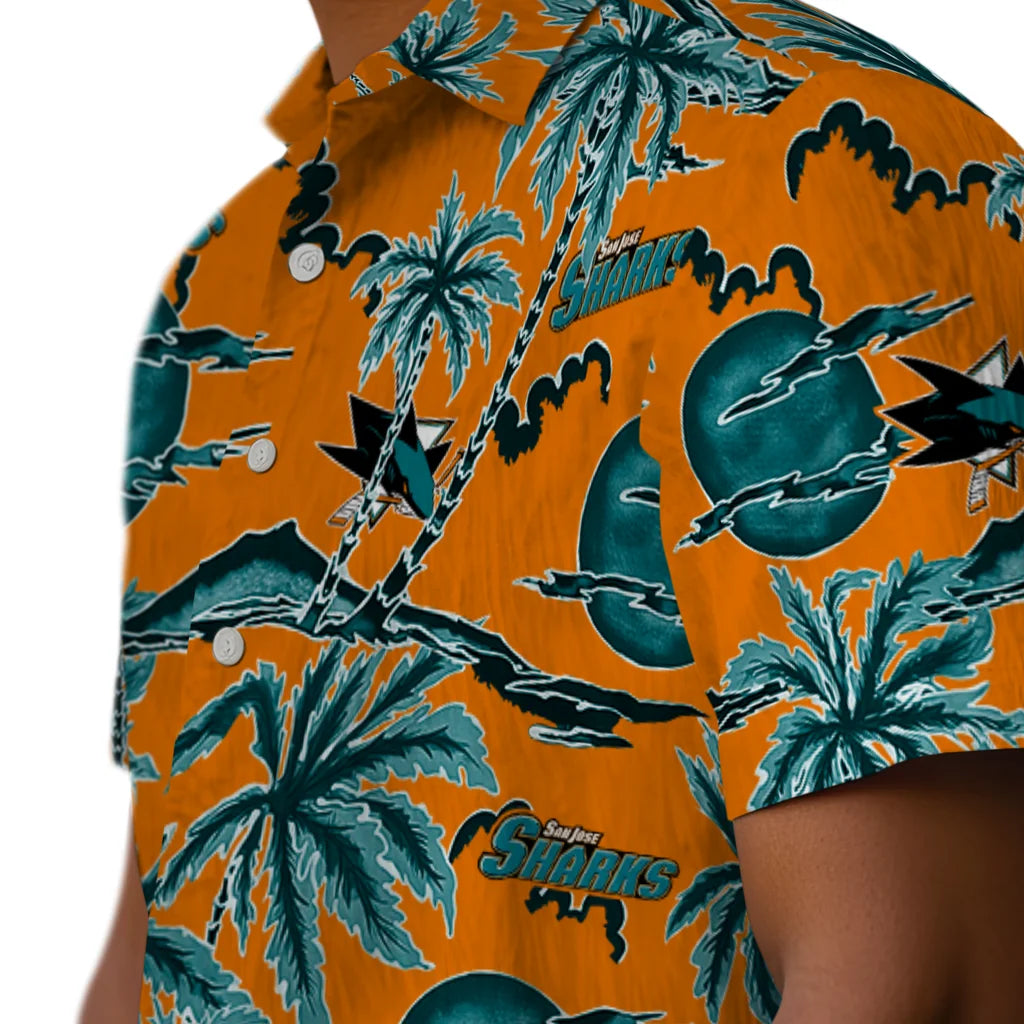 San Jose Sharks Hawaiian Shirt - Palm Sunset | Hula Hawaiian Shirts