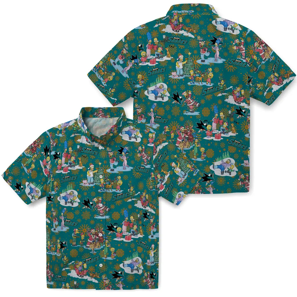 San Jose Sharks Hawaiian Shirt - Simpsons Christmas | Hula Hawaiian Shirts