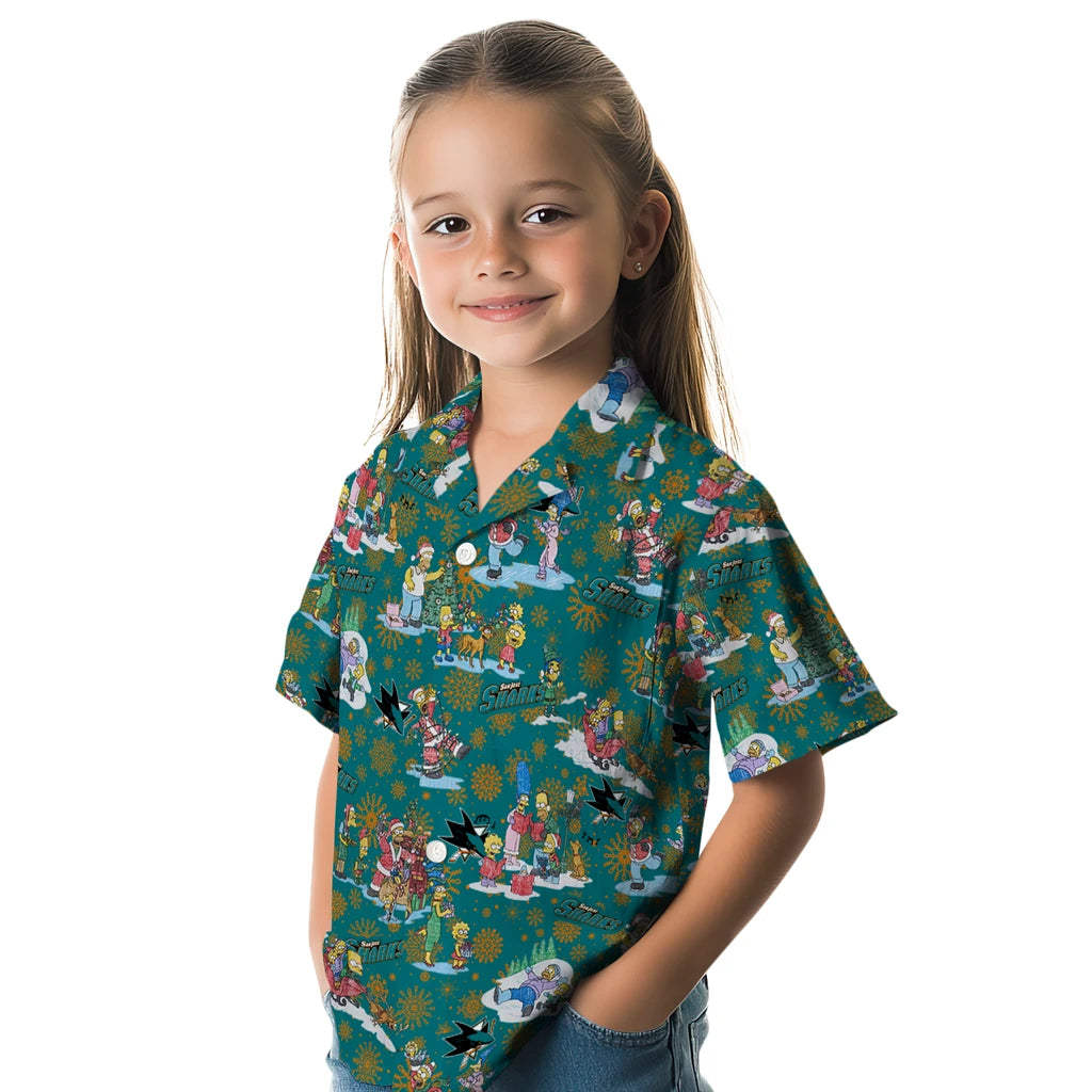 San Jose Sharks Hawaiian Shirt - Simpsons Christmas | Hula Hawaiian Shirts