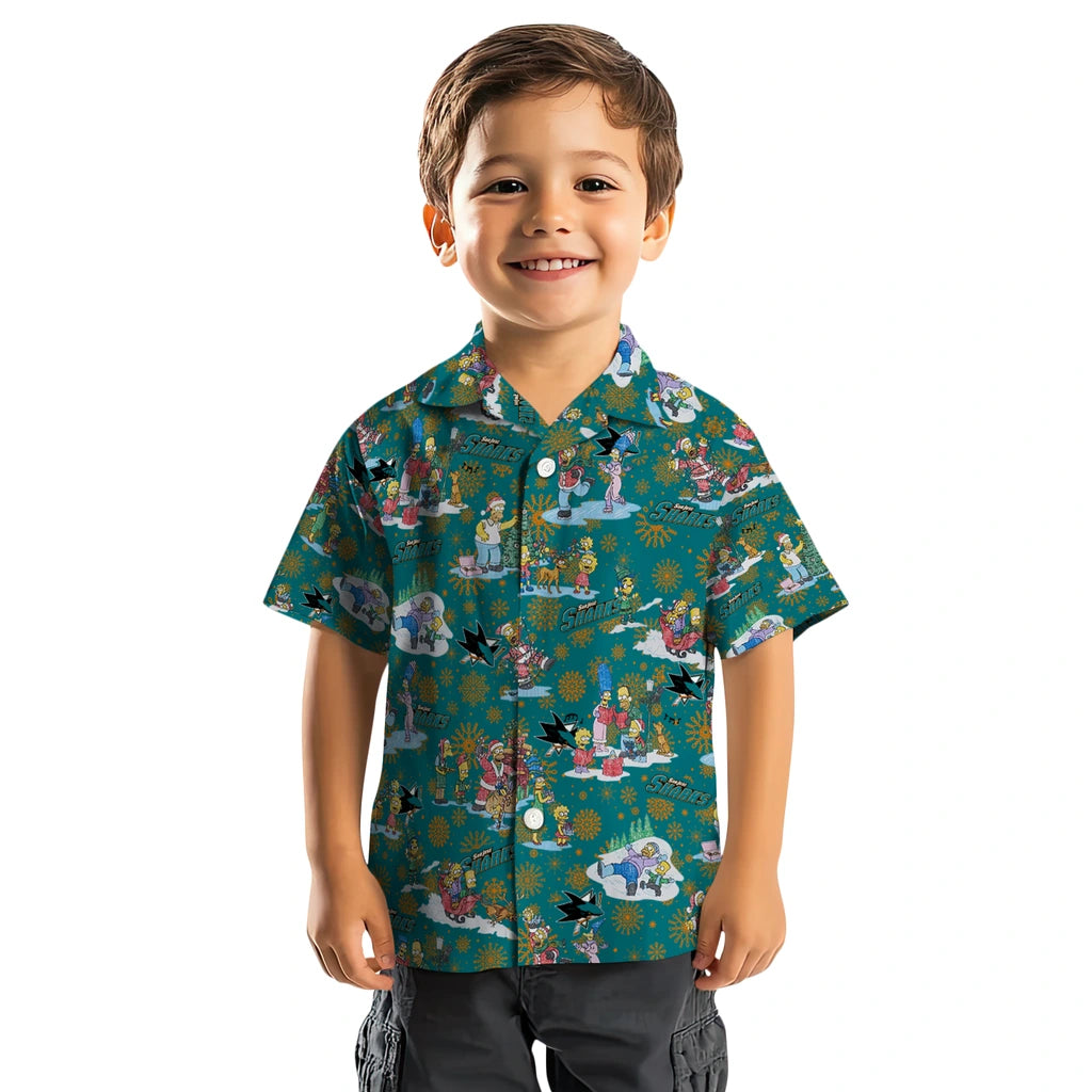 San Jose Sharks Hawaiian Shirt - Simpsons Christmas | Hula Hawaiian Shirts