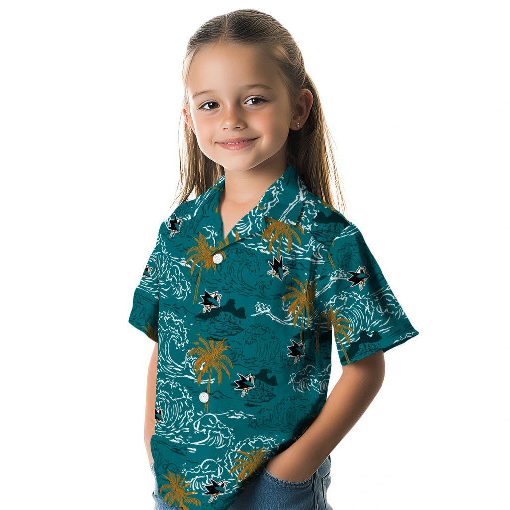 San Jose Sharks Hawaiian Shirt - Wave Palm | Hula Hawaiian Shirts