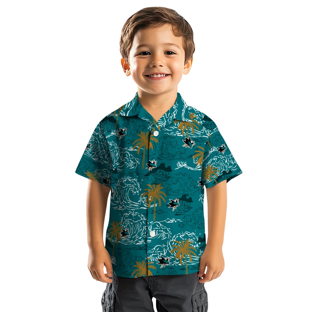 San Jose Sharks Hawaiian Shirt - Wave Palm | Hula Hawaiian Shirts