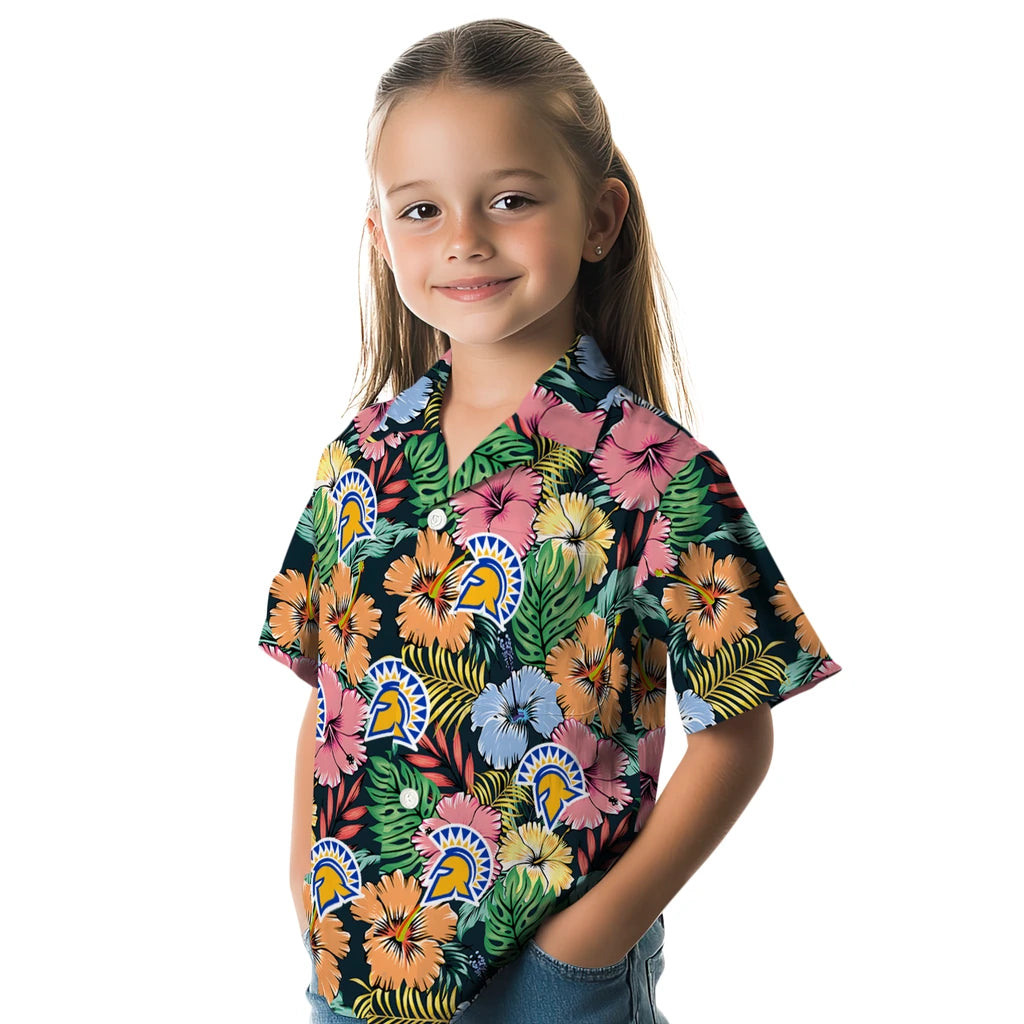 San Jose State Spartans Hawaiian Shirt - Brilliant Hibiscus Garden | Hula Hawaiian Shirts