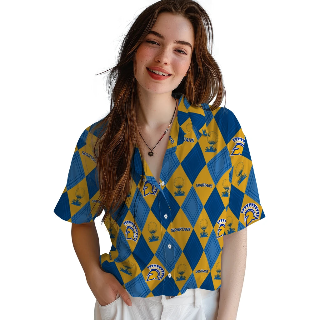 San Jose State Spartans Hawaiian Shirt - Golfing Plaid | Hula Hawaiian Shirts