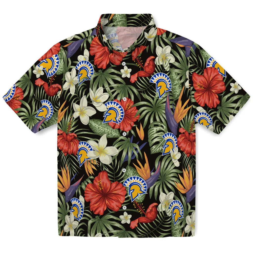 San Jose State Spartans Hawaiian Shirt - Hawaii Floral Hibiscus | Hula Hawaiian Shirts