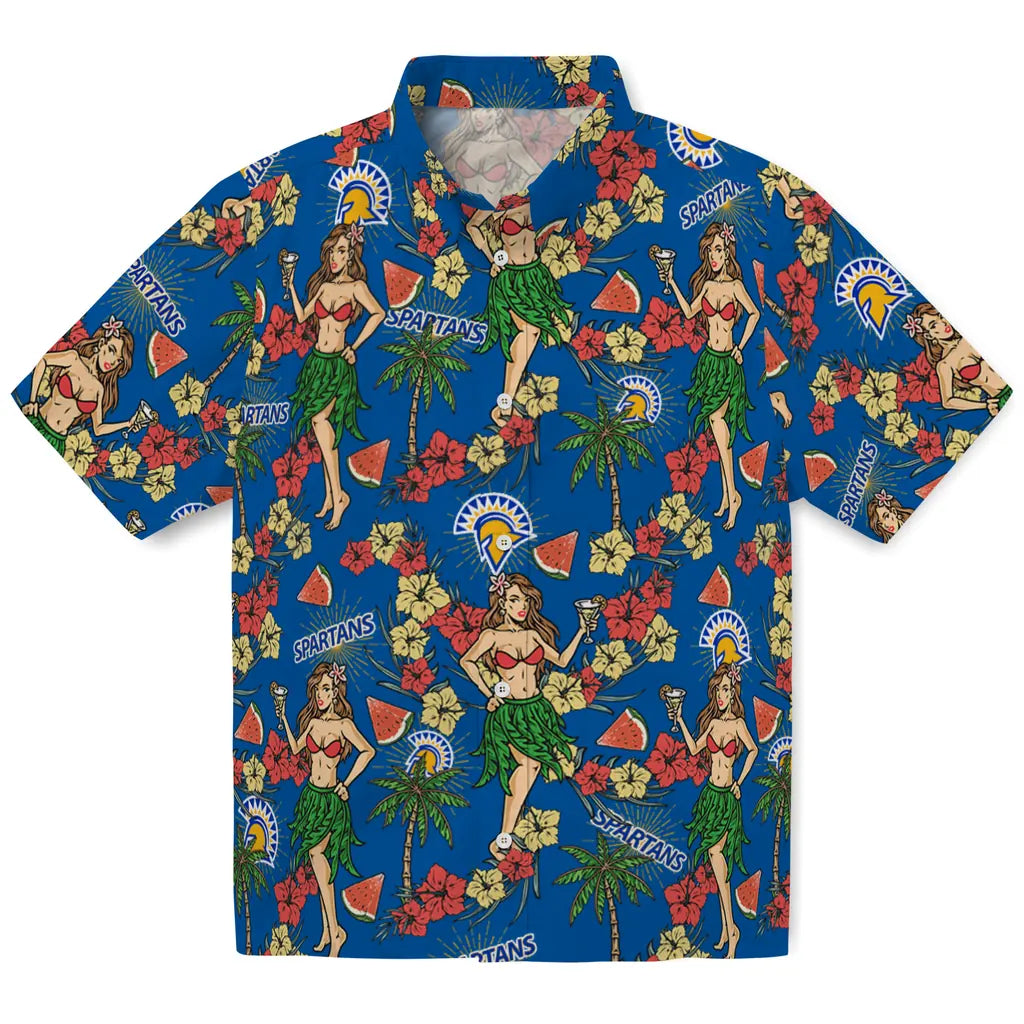 San Jose State Spartans Hawaiian Shirt - Hawaiian Girls Design | Hula Hawaiian Shirts