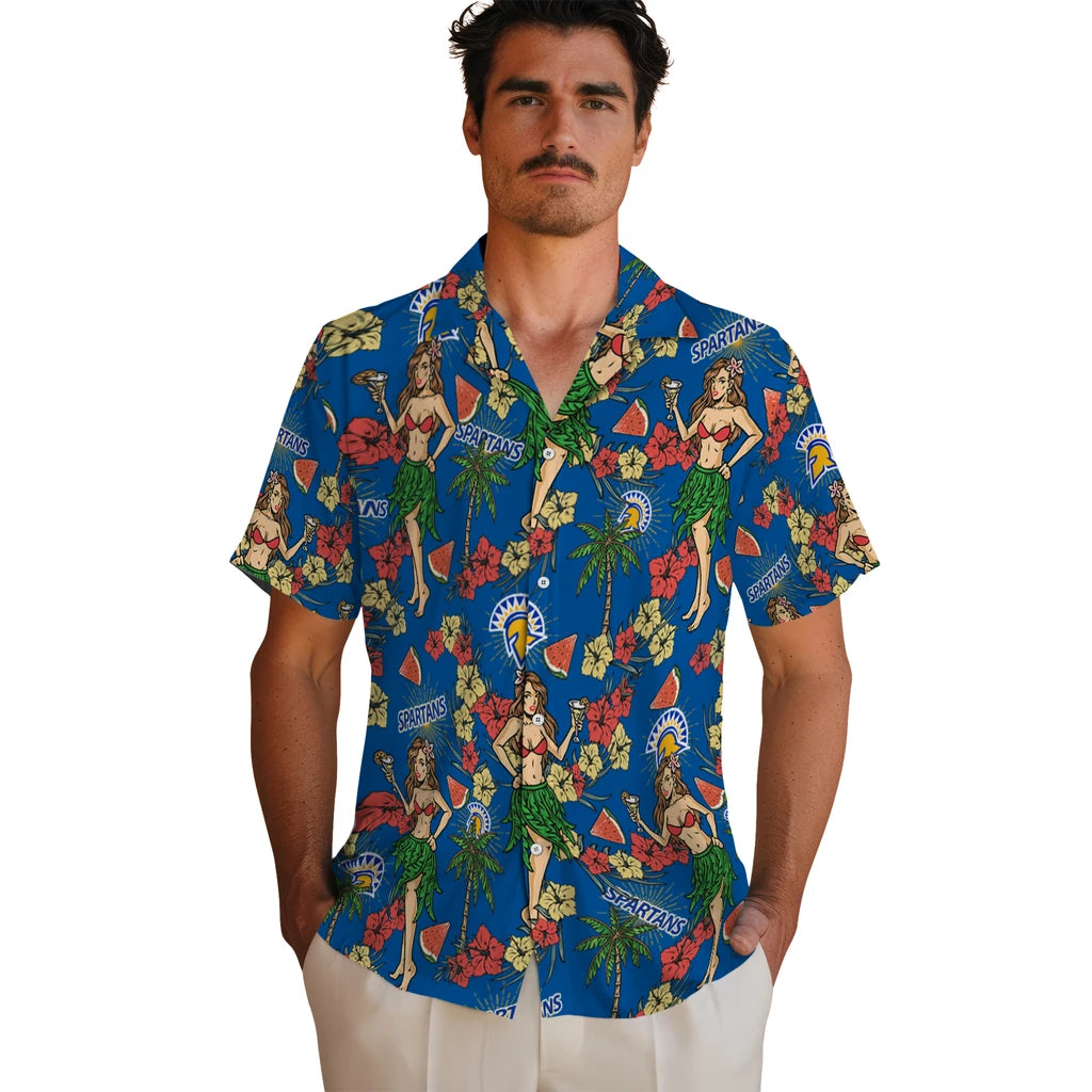 San Jose State Spartans Hawaiian Shirt - Hawaiian Girls Design | Hula Hawaiian Shirts