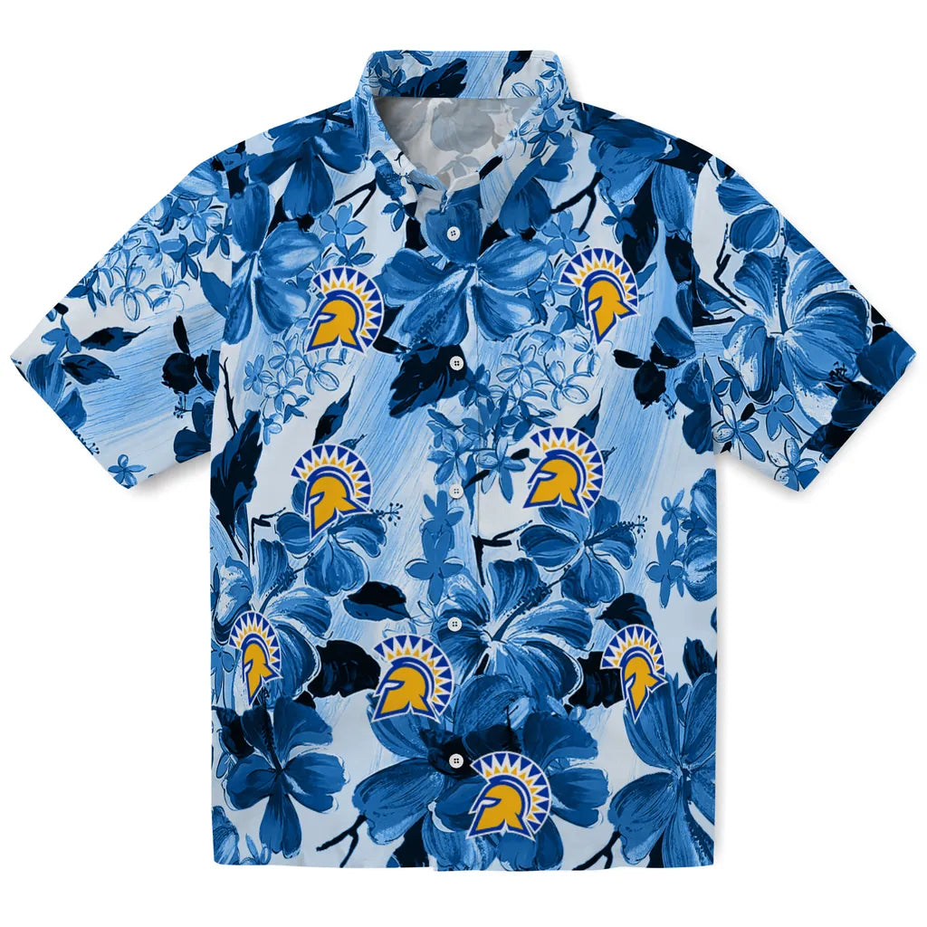 San Jose State Spartans Hawaiian Shirt - Hibiscus Arrangement | Hula Hawaiian Shirts