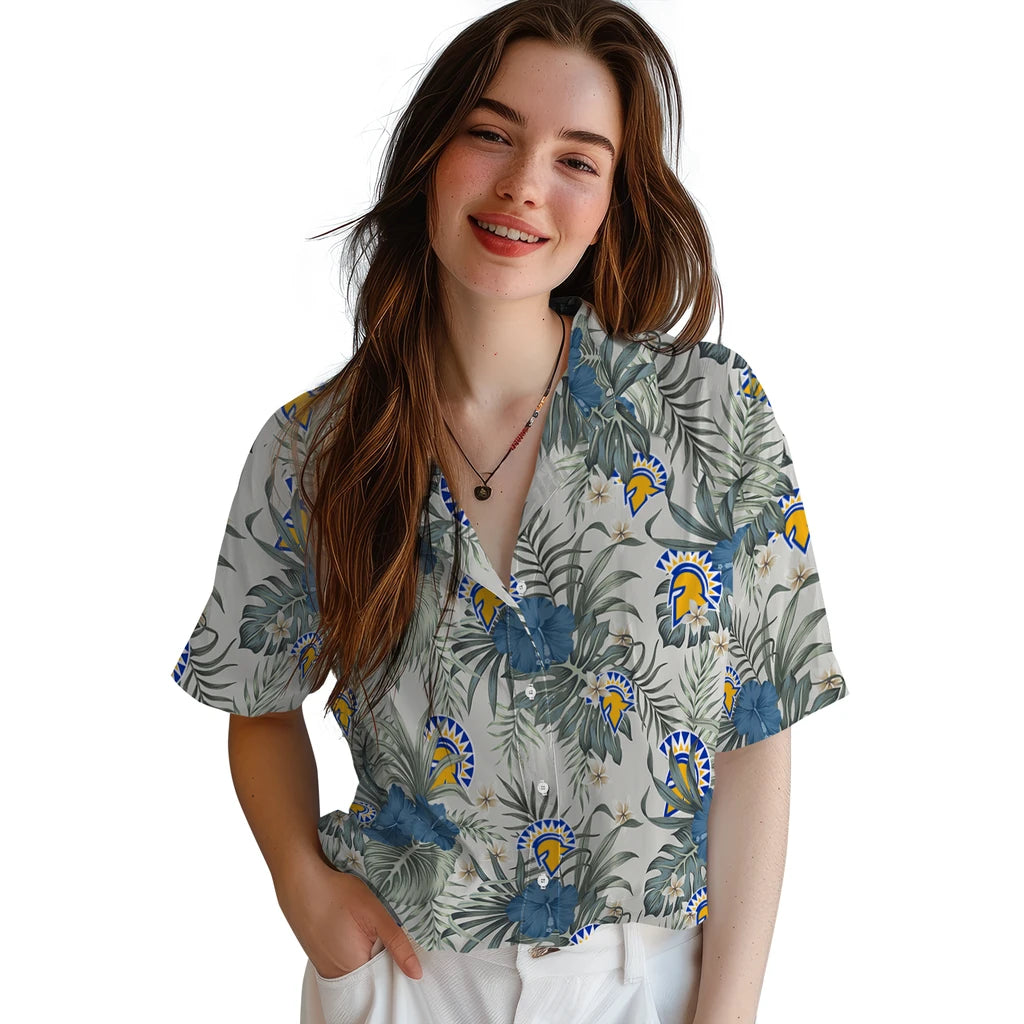 San Jose State Spartans Hawaiian Shirt - Hibiscus Designs | Hula Hawaiian Shirts