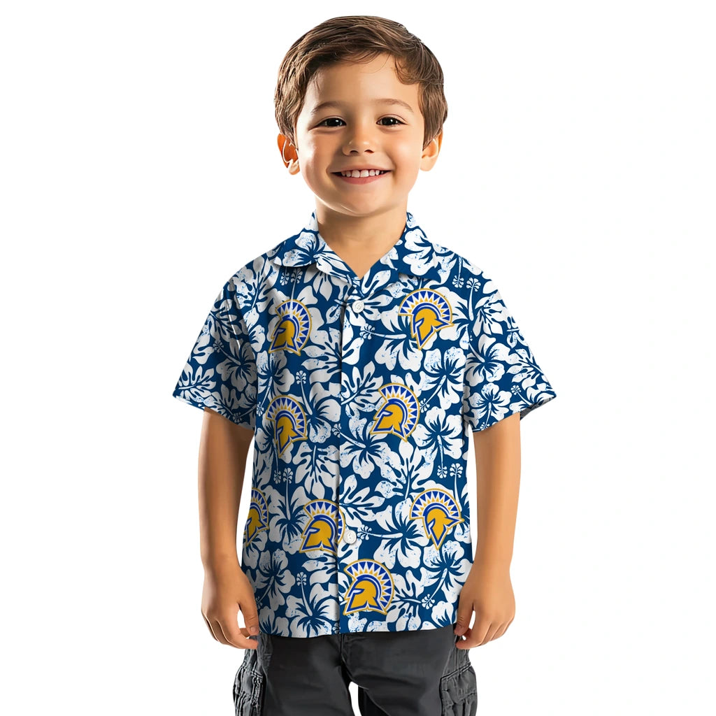 San Jose State Spartans Hawaiian Shirt - Hibiscus Motif | Hula Hawaiian Shirts