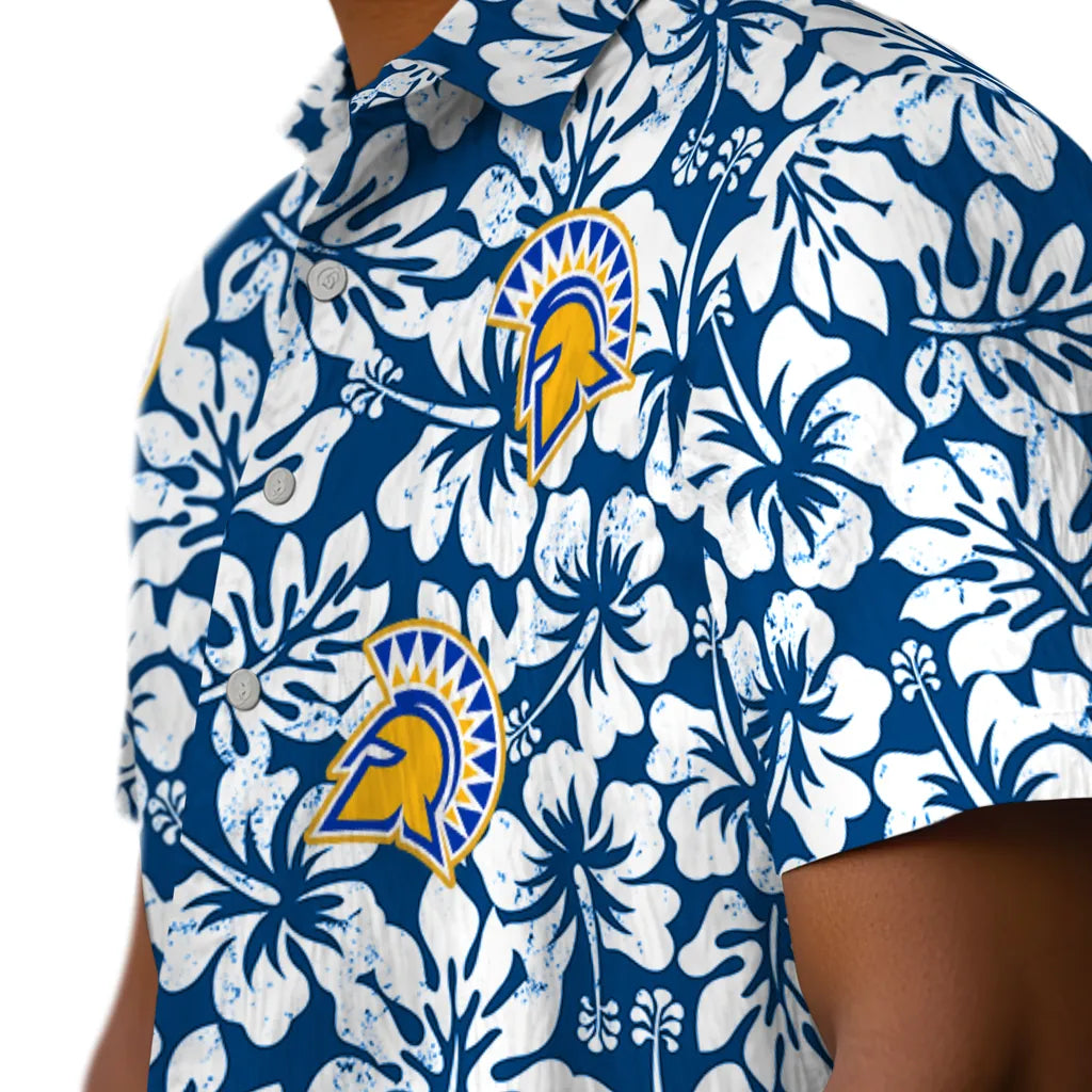 San Jose State Spartans Hawaiian Shirt - Hibiscus Motif | Hula Hawaiian Shirts