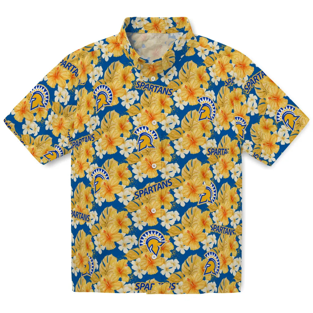 San Jose State Spartans Hawaiian Shirt - Hibiscus Tropics | Hula Hawaiian Shirts