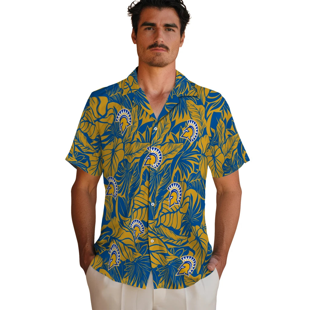 San Jose State Spartans Hawaiian Shirt - Monstera Layer | Hula Hawaiian Shirts