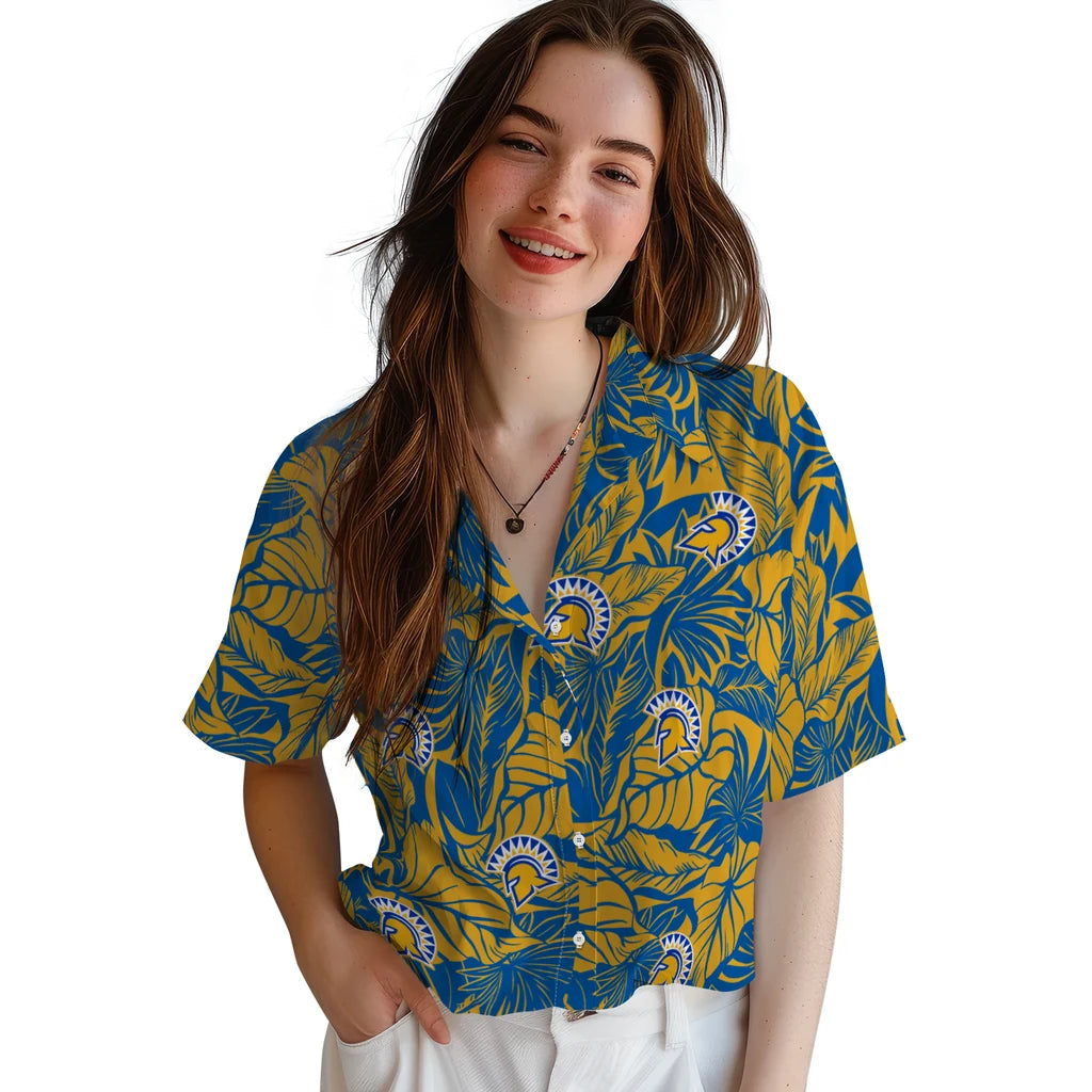 San Jose State Spartans Hawaiian Shirt - Monstera Layer | Hula Hawaiian Shirts