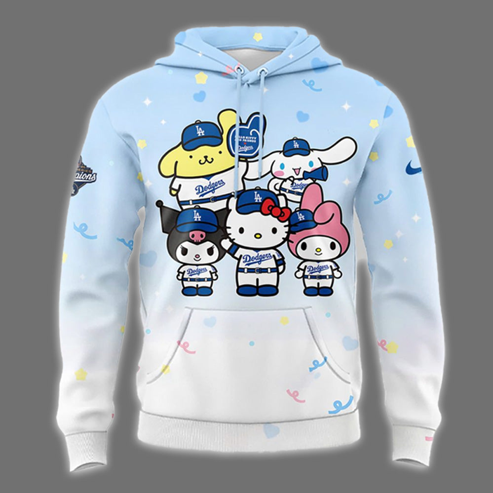 Hello Kitty x Los Angeles Dodgers 2025 World Series Champions Hoodie and Cap Set – Limited Edition MLB Collaboration - LeagueLockerGear