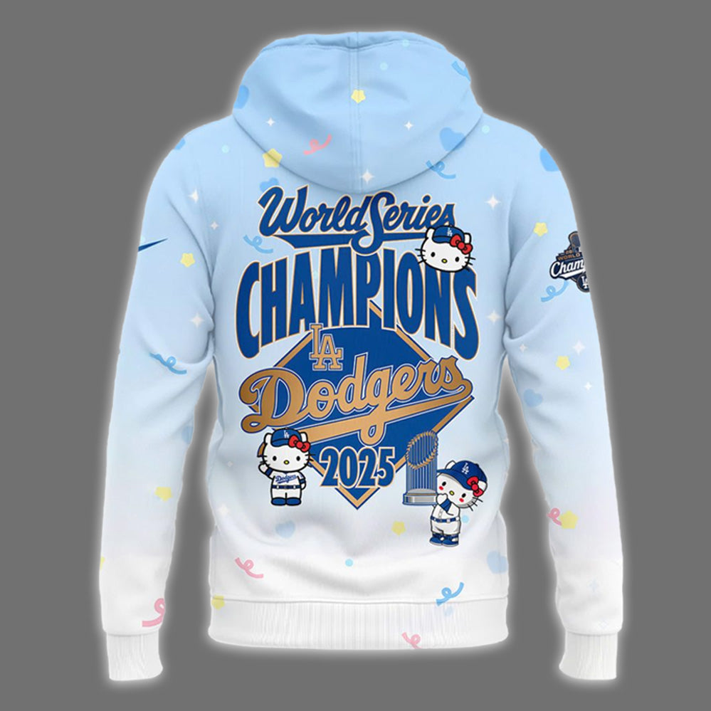 Hello Kitty x Los Angeles Dodgers 2025 World Series Champions Hoodie and Cap Set – Limited Edition MLB Collaboration - LeagueLockerGear