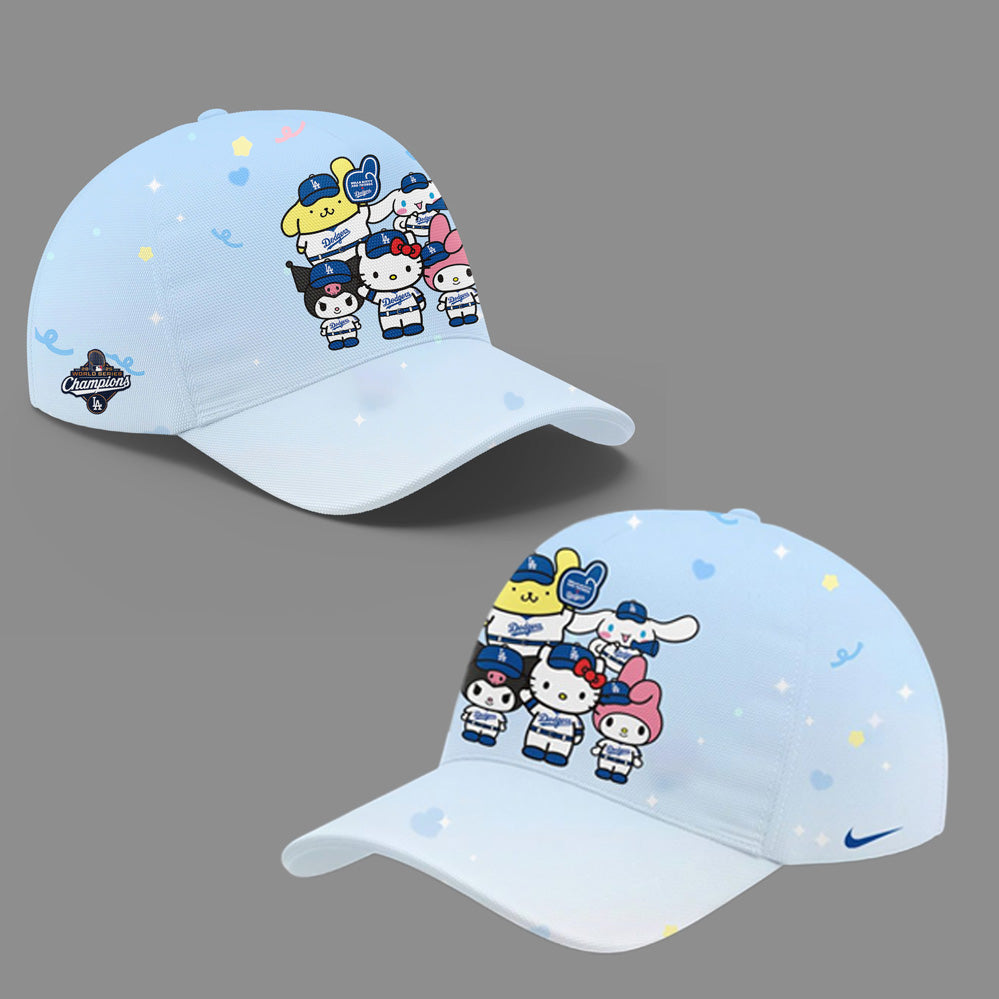 Hello Kitty x Los Angeles Dodgers 2025 World Series Champions Hoodie and Cap Set – Limited Edition MLB Collaboration - LeagueLockerGear