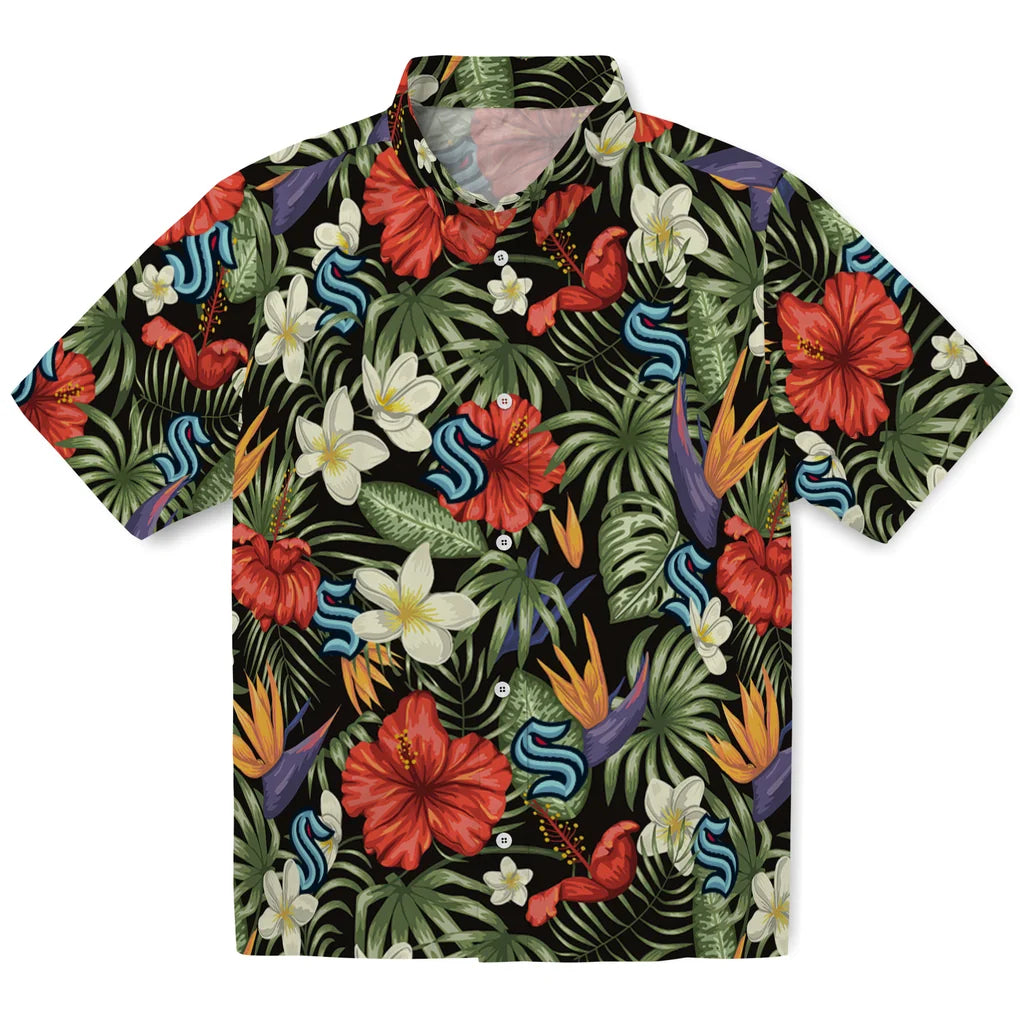 Seattle Kraken Hawaiian Shirt - Hawaii Floral Hibiscus | Hula Hawaiian Shirts