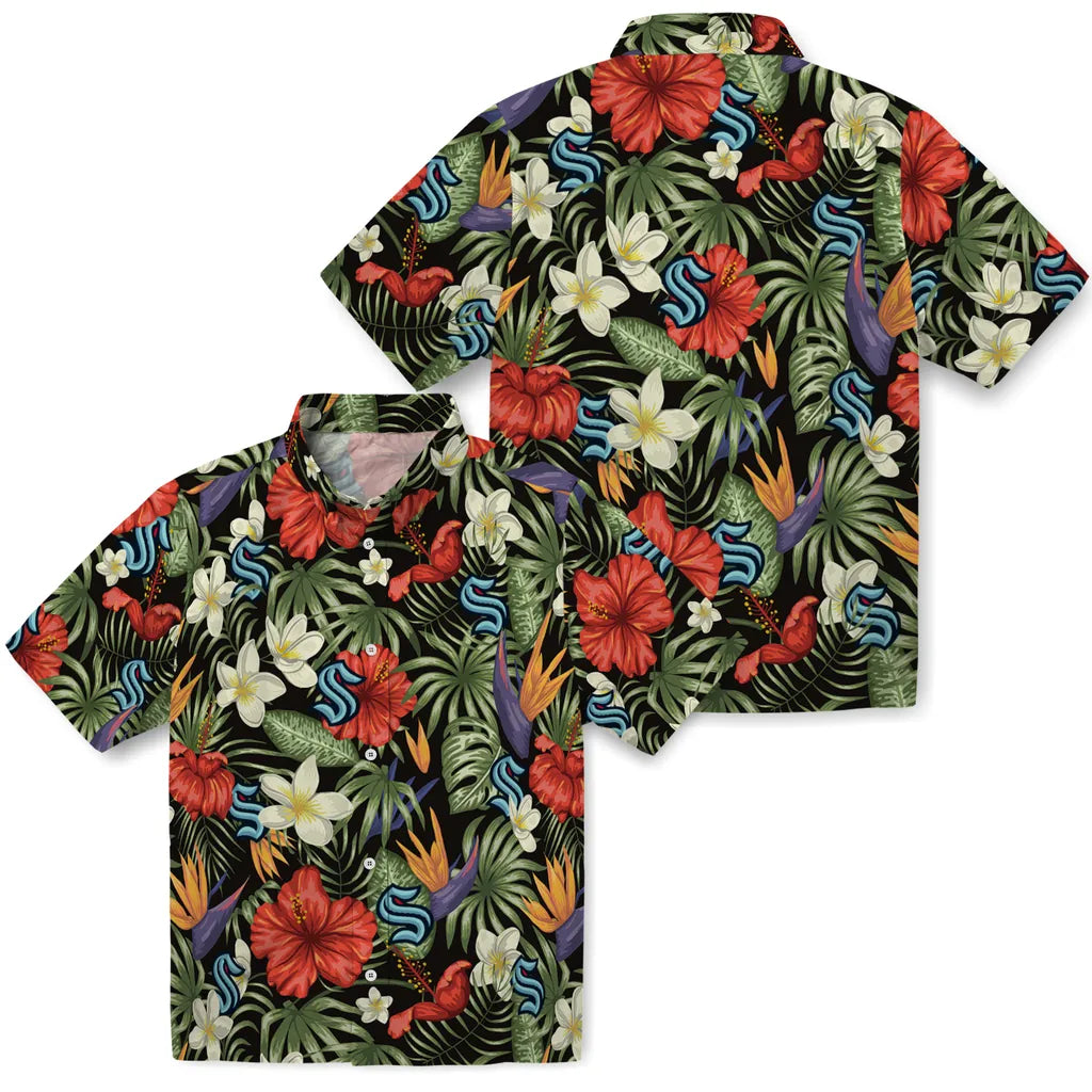 Seattle Kraken Hawaiian Shirt - Hawaii Floral Hibiscus | Hula Hawaiian Shirts