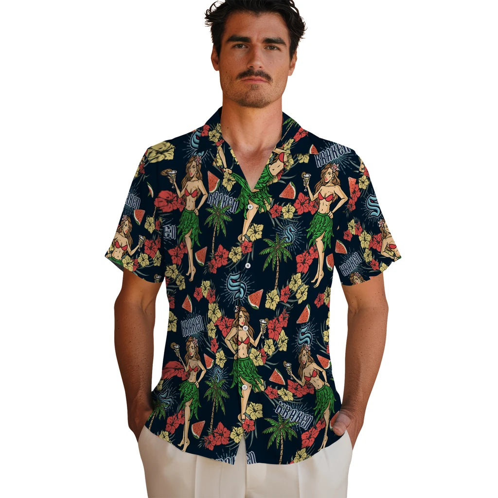 Seattle Kraken Hawaiian Shirt - Hawaiian Girls Design | Hula Hawaiian Shirts