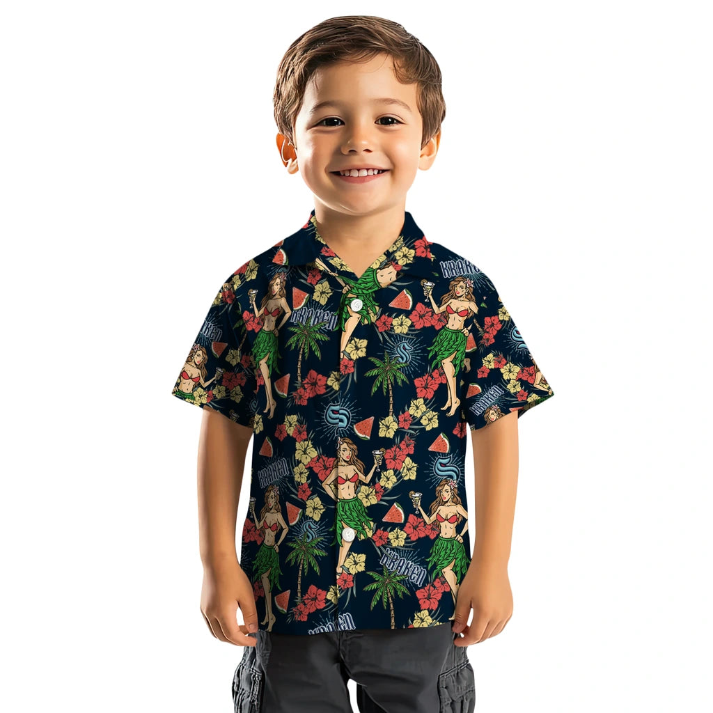 Seattle Kraken Hawaiian Shirt - Hawaiian Girls Design | Hula Hawaiian Shirts