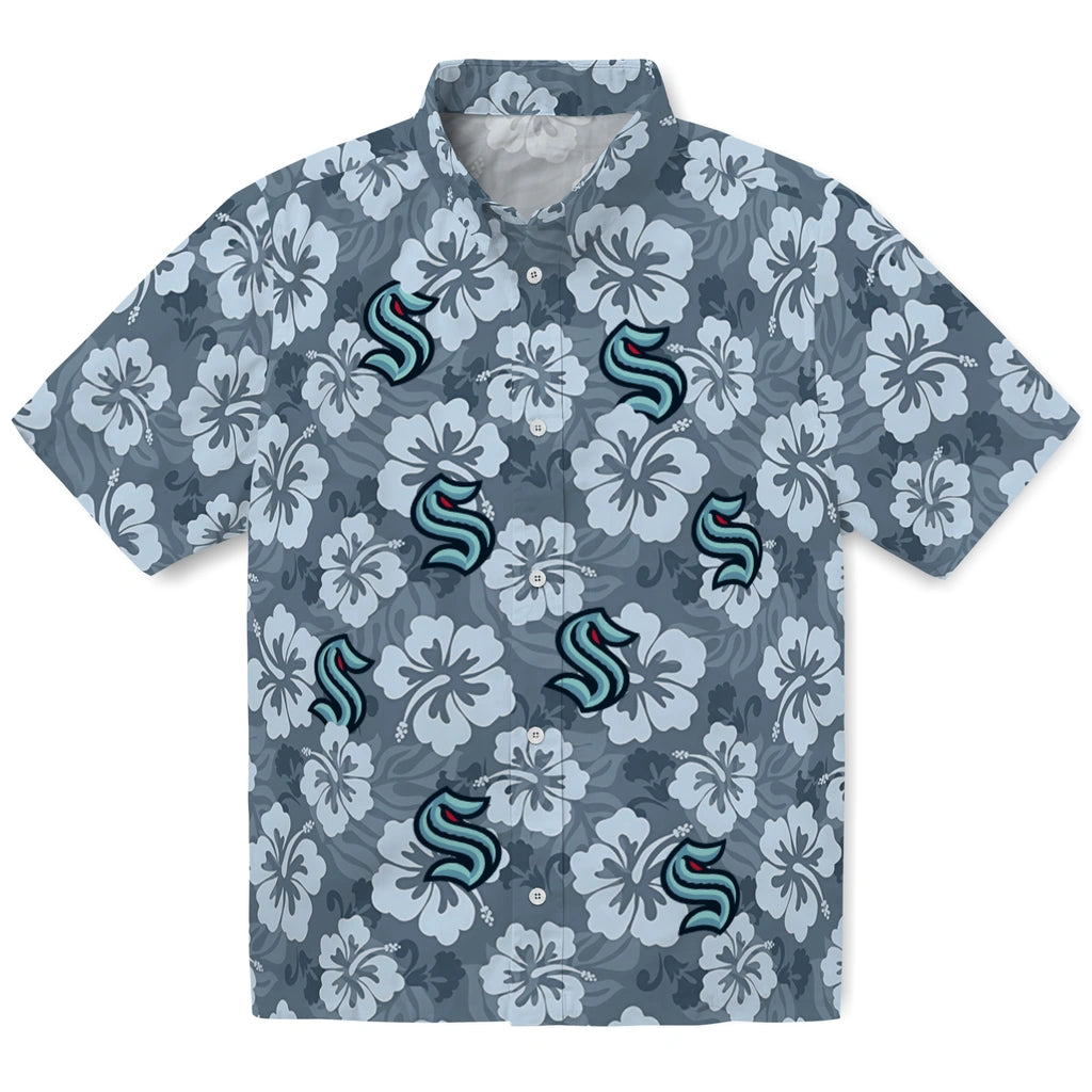 Seattle Kraken Hawaiian Shirt - Hibiscus Cluster | Hula Hawaiian Shirts