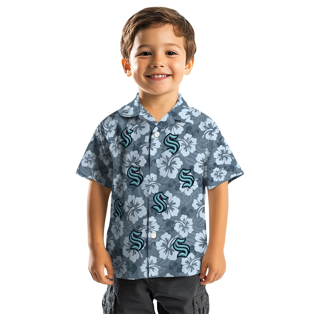 Seattle Kraken Hawaiian Shirt - Hibiscus Cluster | Hula Hawaiian Shirts