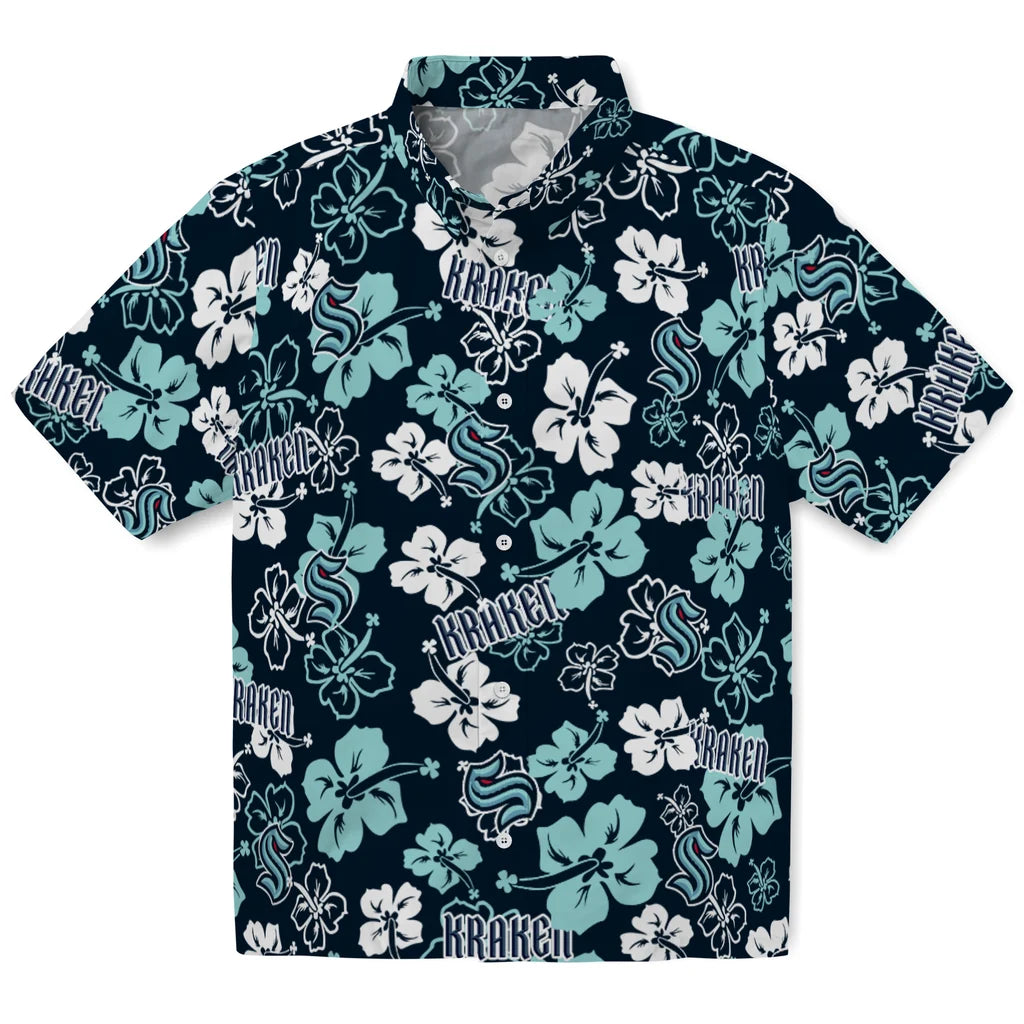 Seattle Kraken Hawaiian Shirt - Hibiscus Flower Design | Hula Hawaiian Shirts
